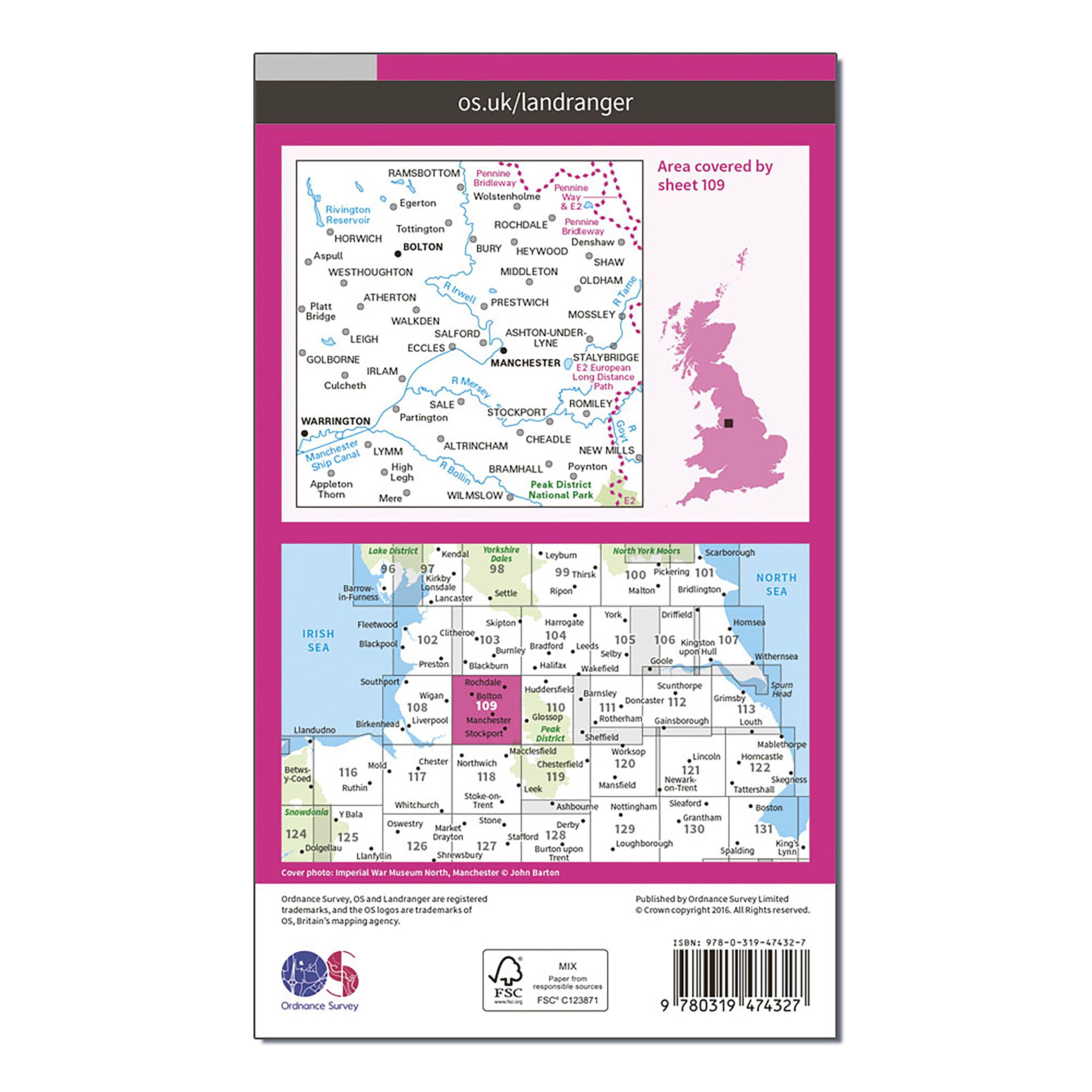 Landranger Active 109 Manchester, Bolton & Warrington Map With Digital Version