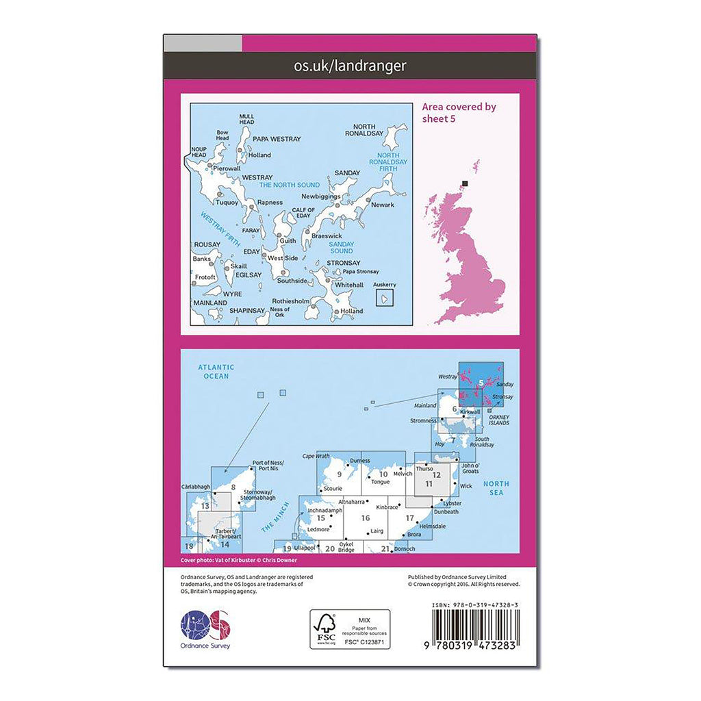 Landranger Active 5 Orkney Northern Isles Map With Digital Version