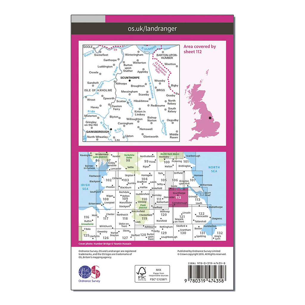 Landranger Active 112 Scunthorpe & Gainsborough Map With Digital Version
