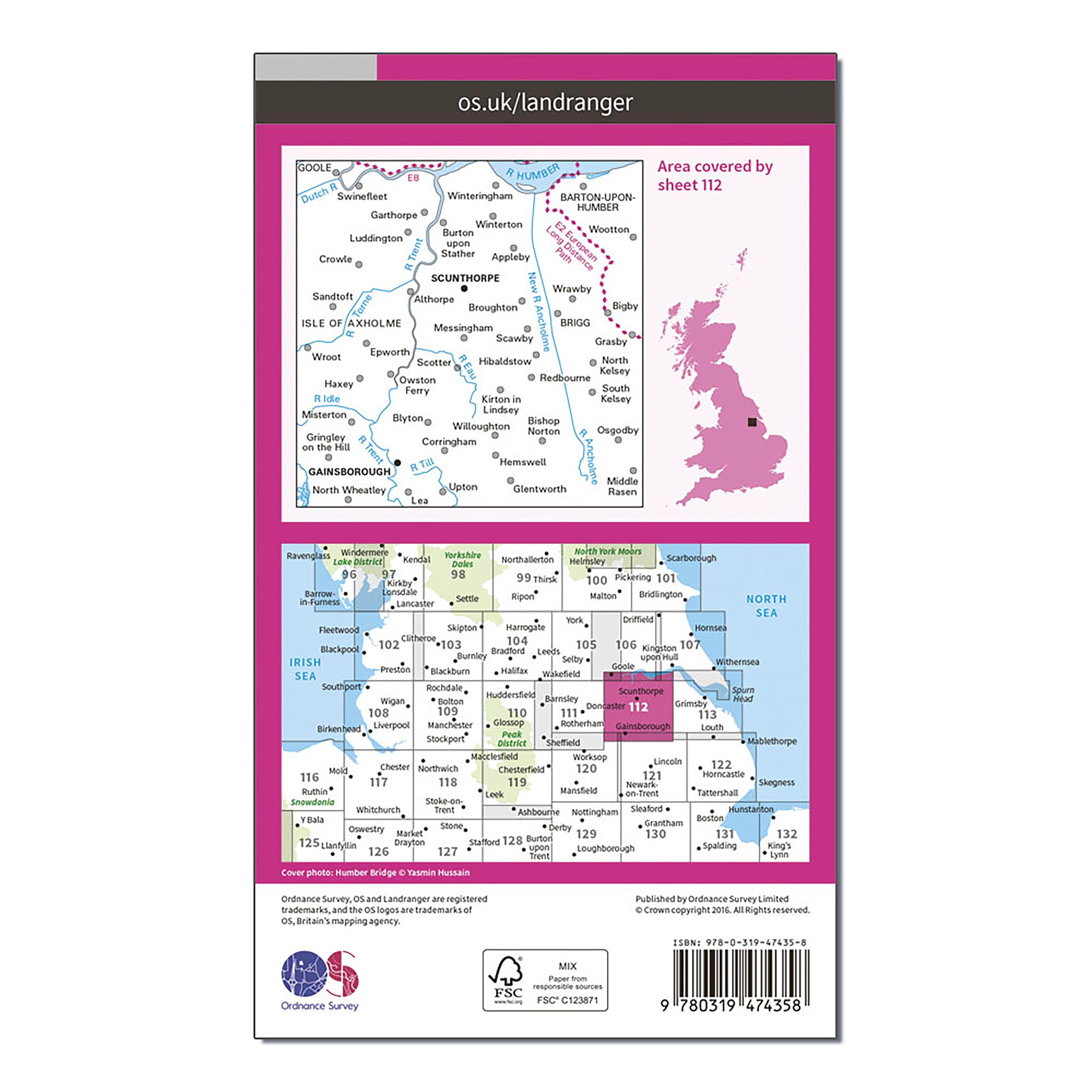 Landranger Active 112 Scunthorpe & Gainsborough Map With Digital Version
