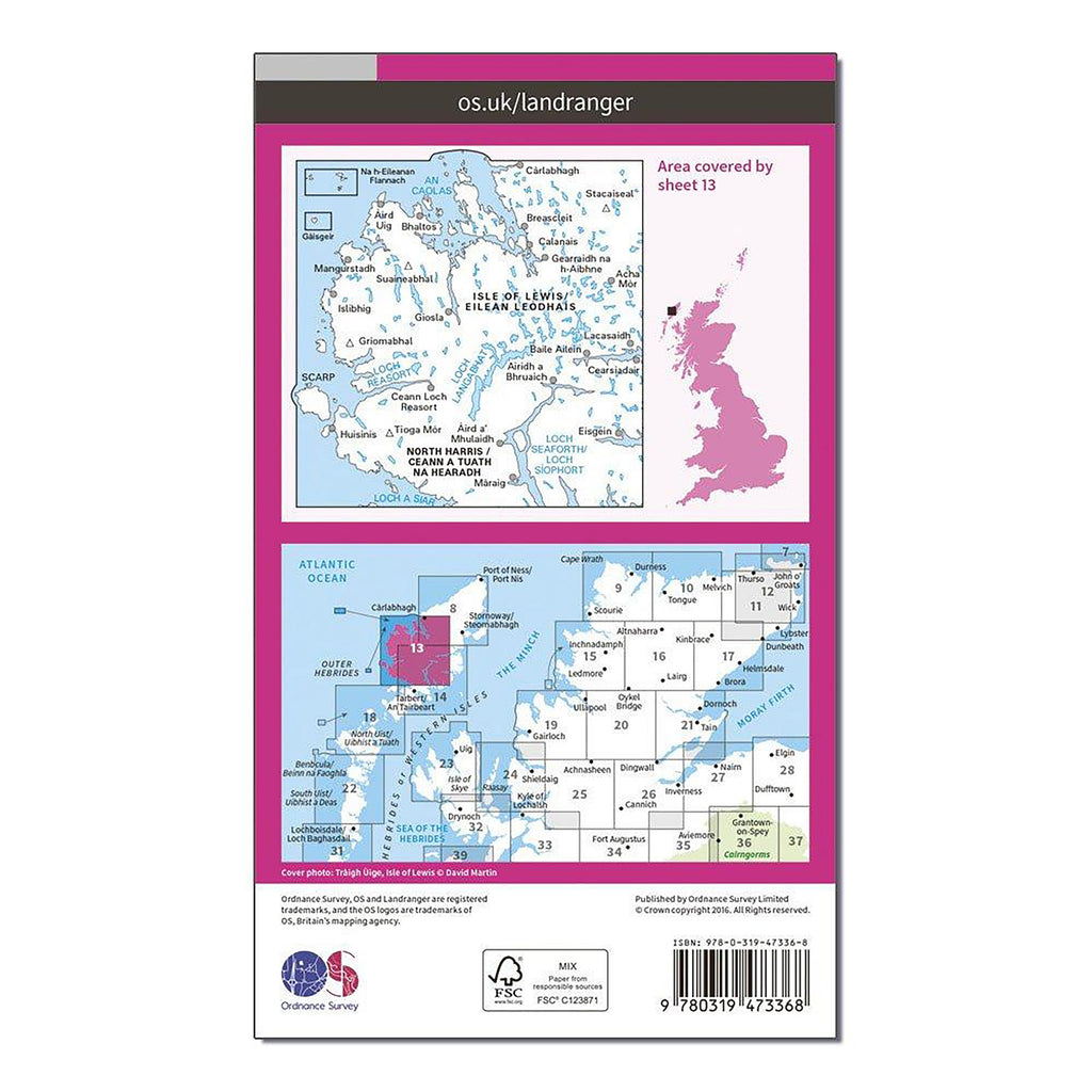 Landranger Active 13 West Lewis & North Harris Map With Digital Version