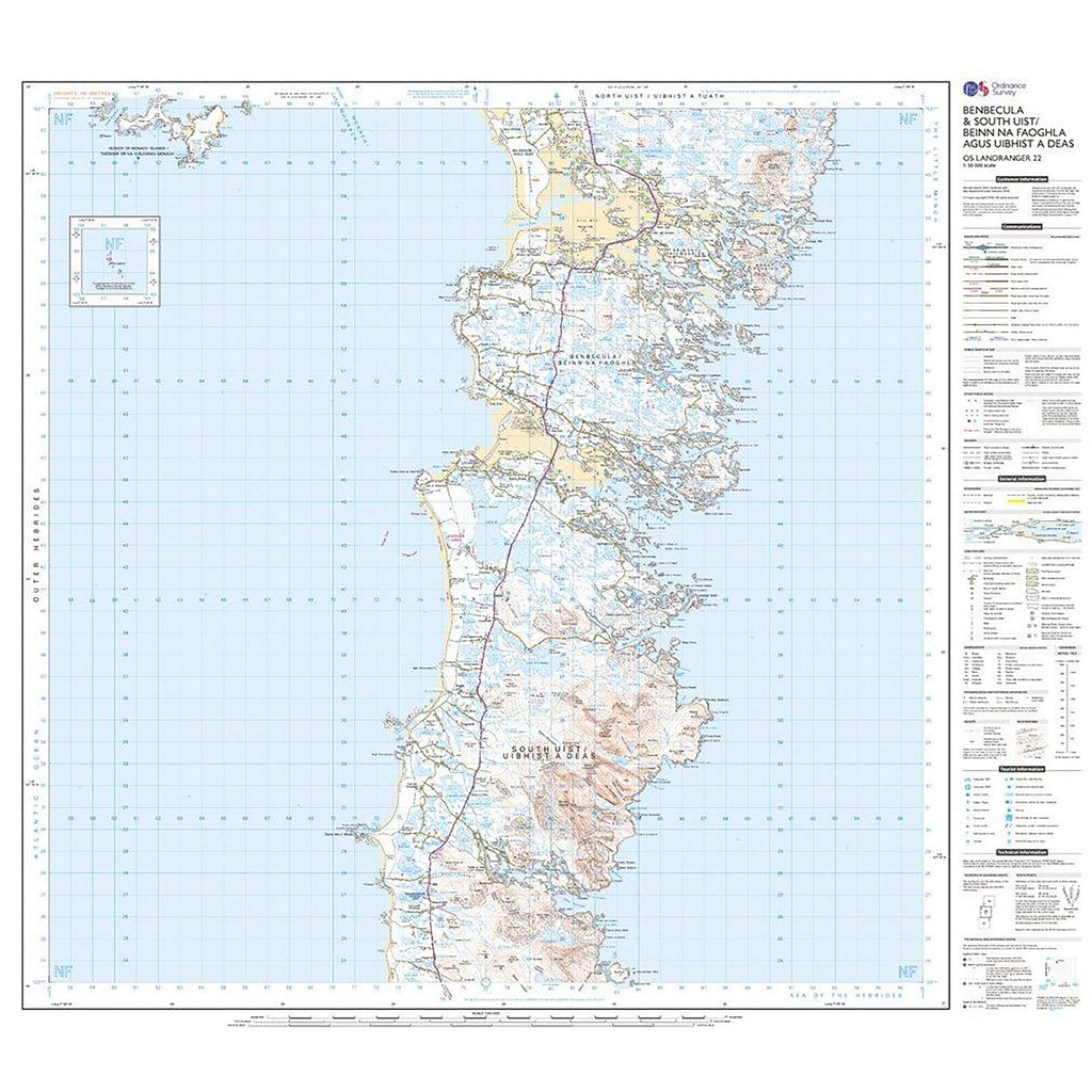 Landranger Active 22 Benbecula & South Uist Map With Digital Version