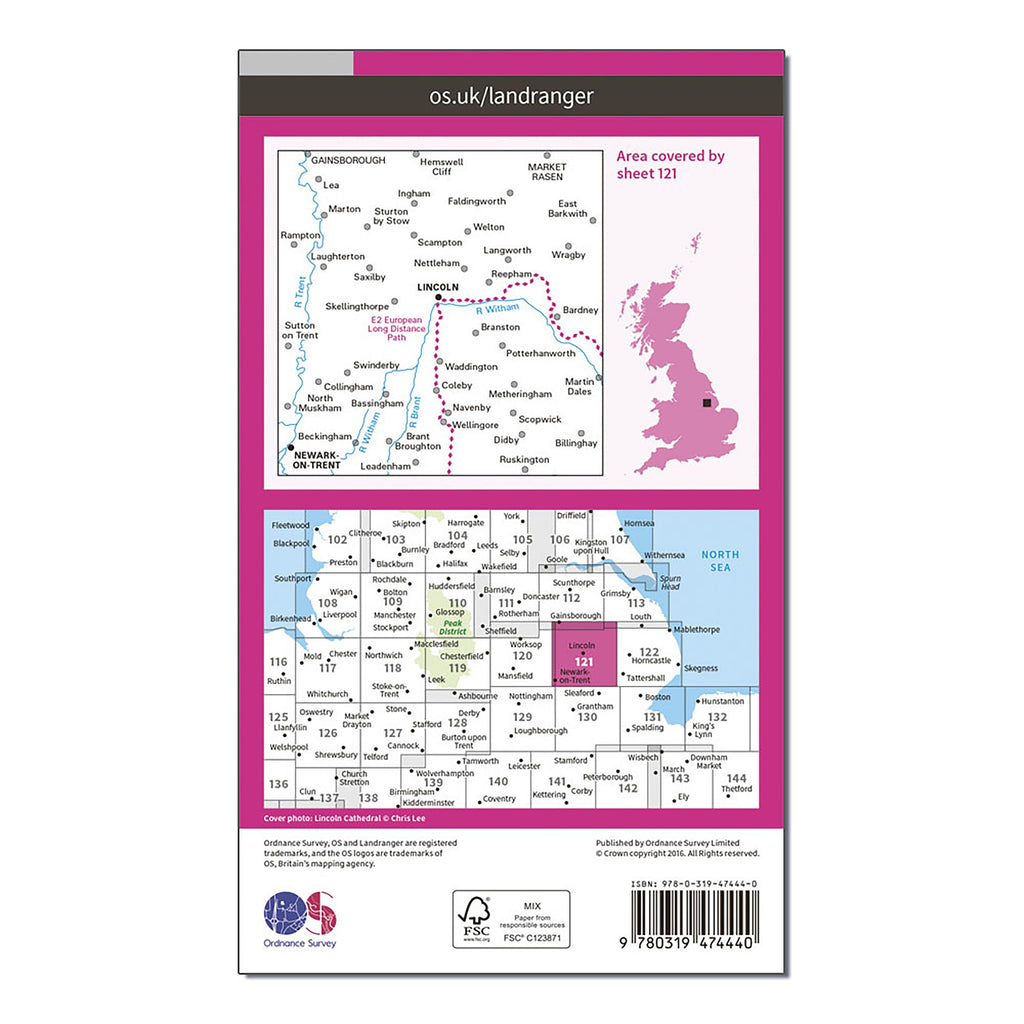 Landranger Active 121 Lincoln & Newark-on-Trent Map With Digital Version