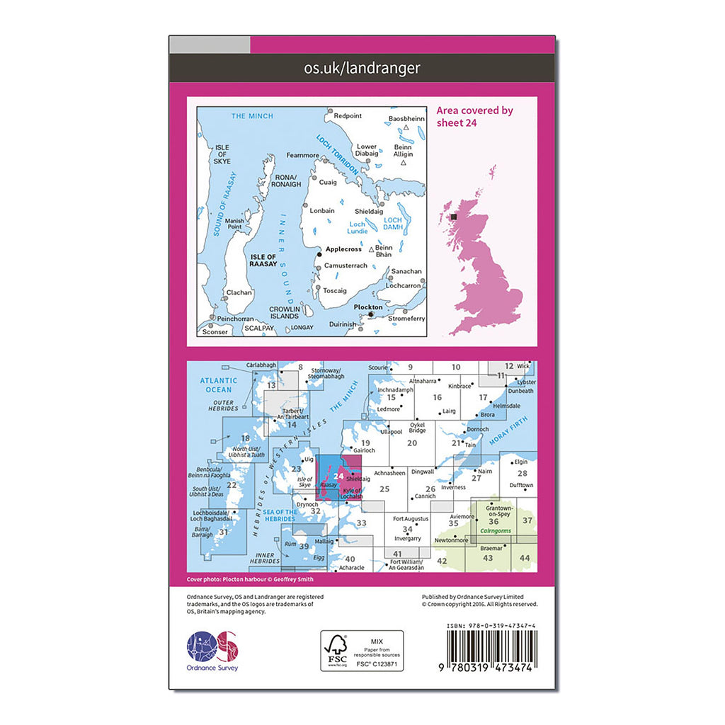 Landranger Active 24 Raasay  Applecross Loch Torridon  Plockton Map With Digital Version