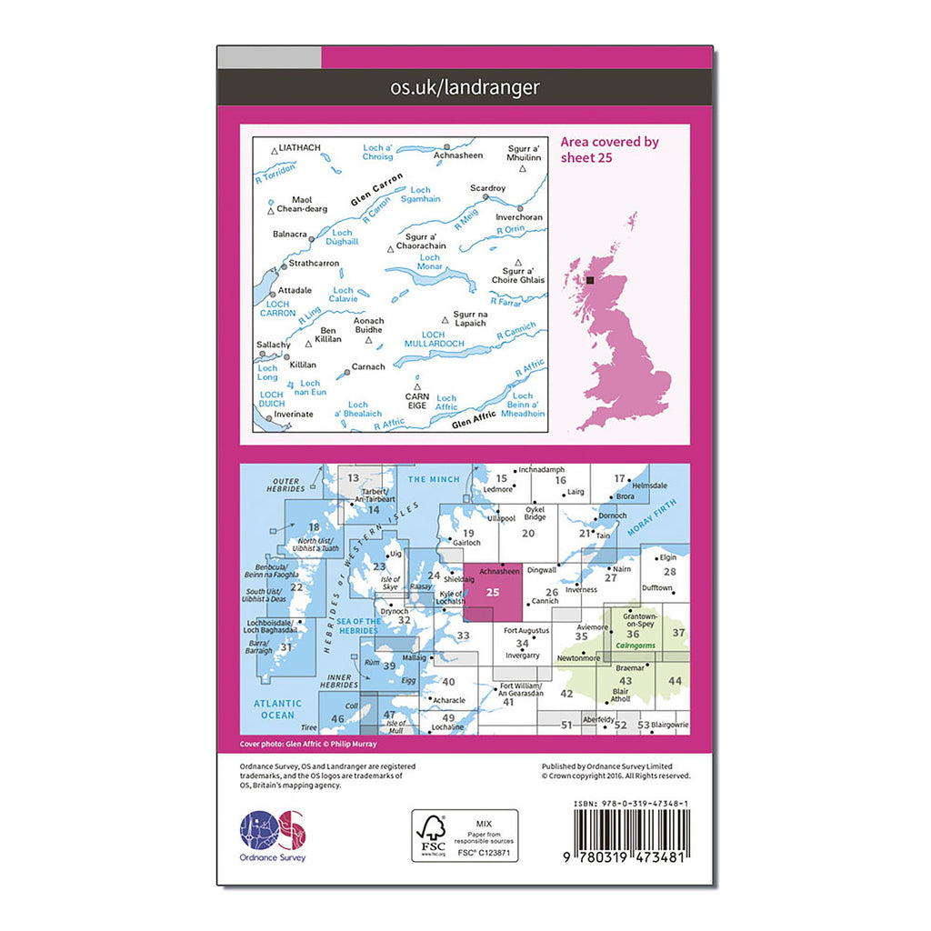 Landranger Active 25 Glen Carron  Glen Affric Map With Digital Version