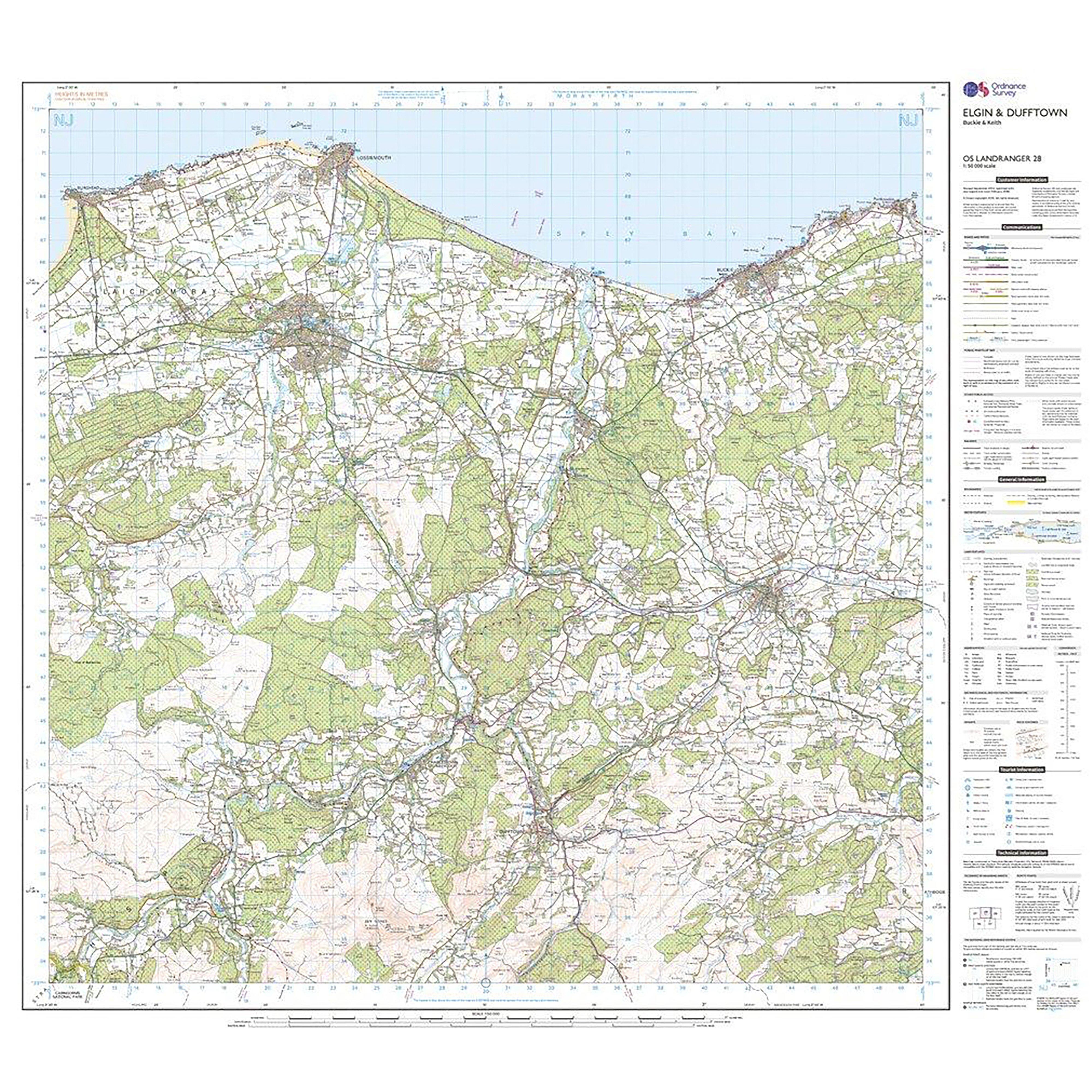 Landranger Active 28 Elgin, Dufftown, Buckie & Keith Map With Digital Version