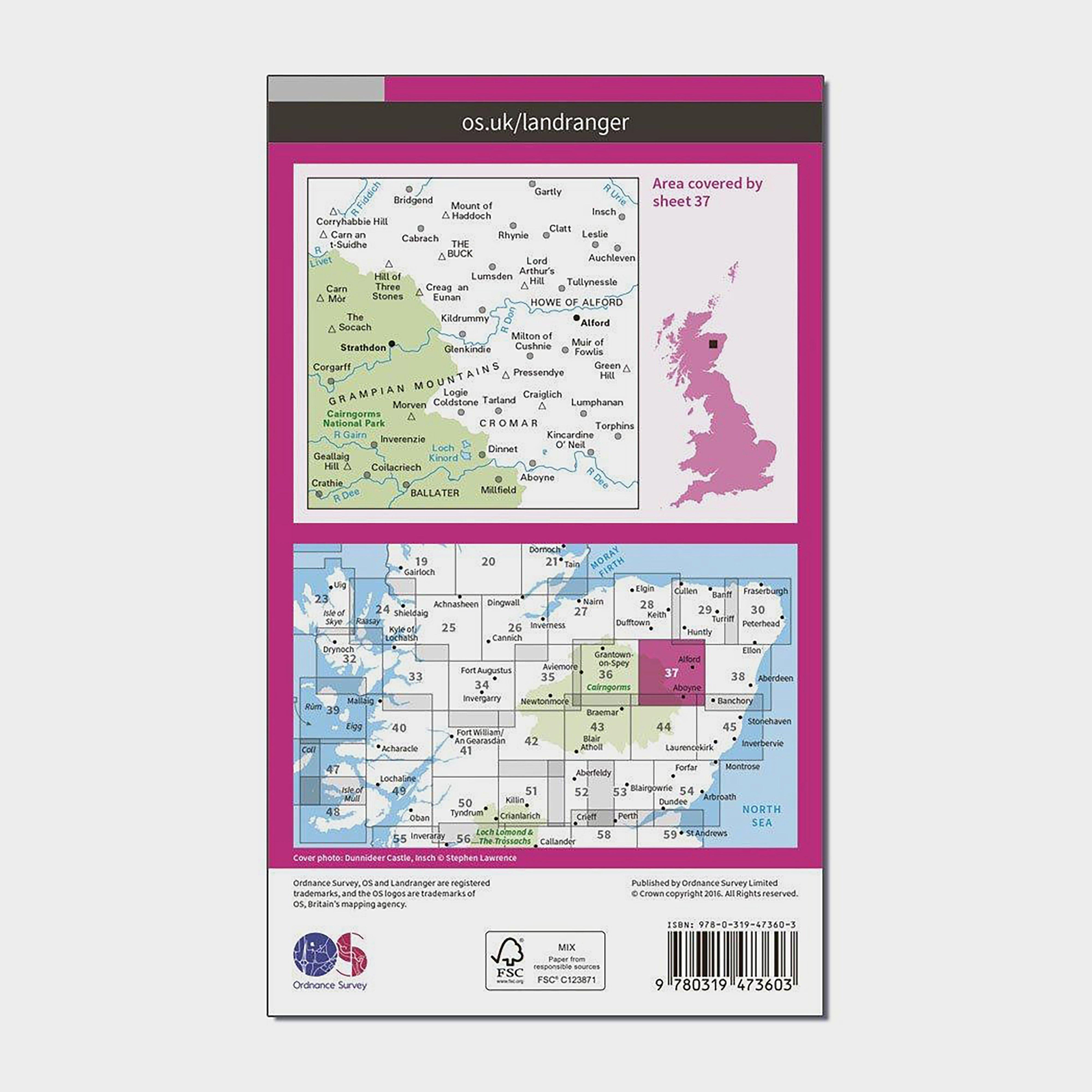 Landranger Active 37 Strathdon & Alford Map with Digital Version