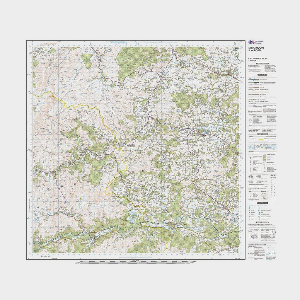 Landranger Active 37 Strathdon & Alford Map with Digital Version