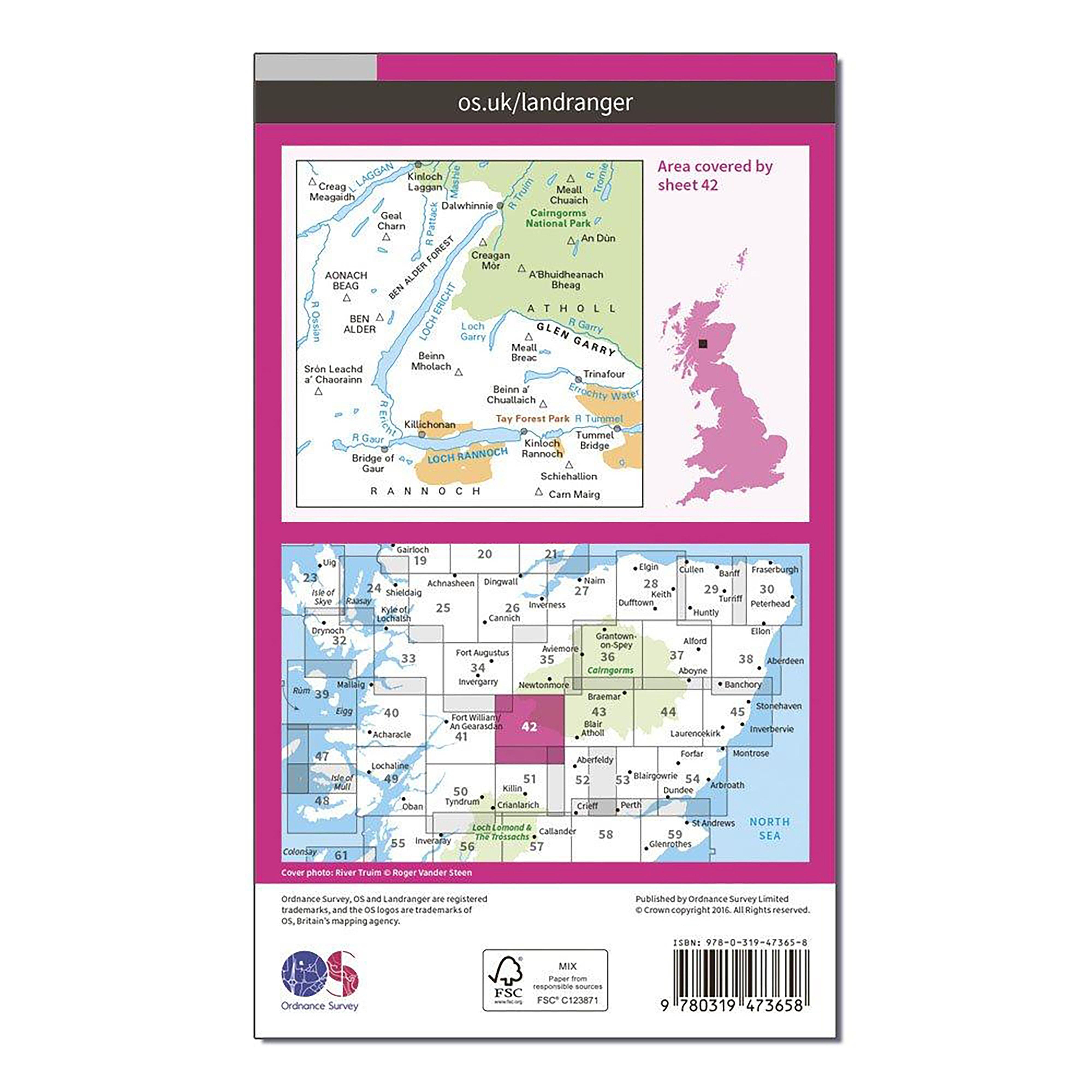 Landranger 42 Glen Garry & Loch Rannoch Map With Digital Version