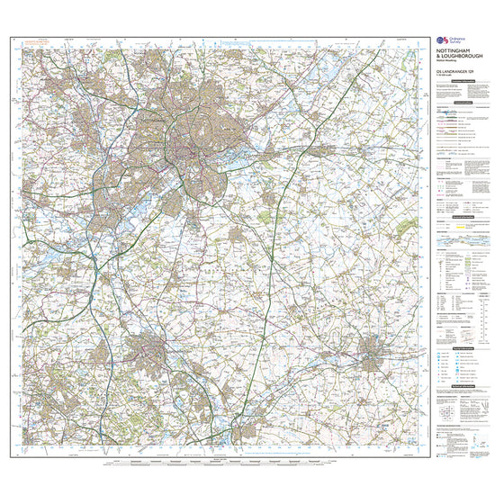 Landranger Active 129 Nottingham  Loughborough Melton Mowbray Map With Digital Version