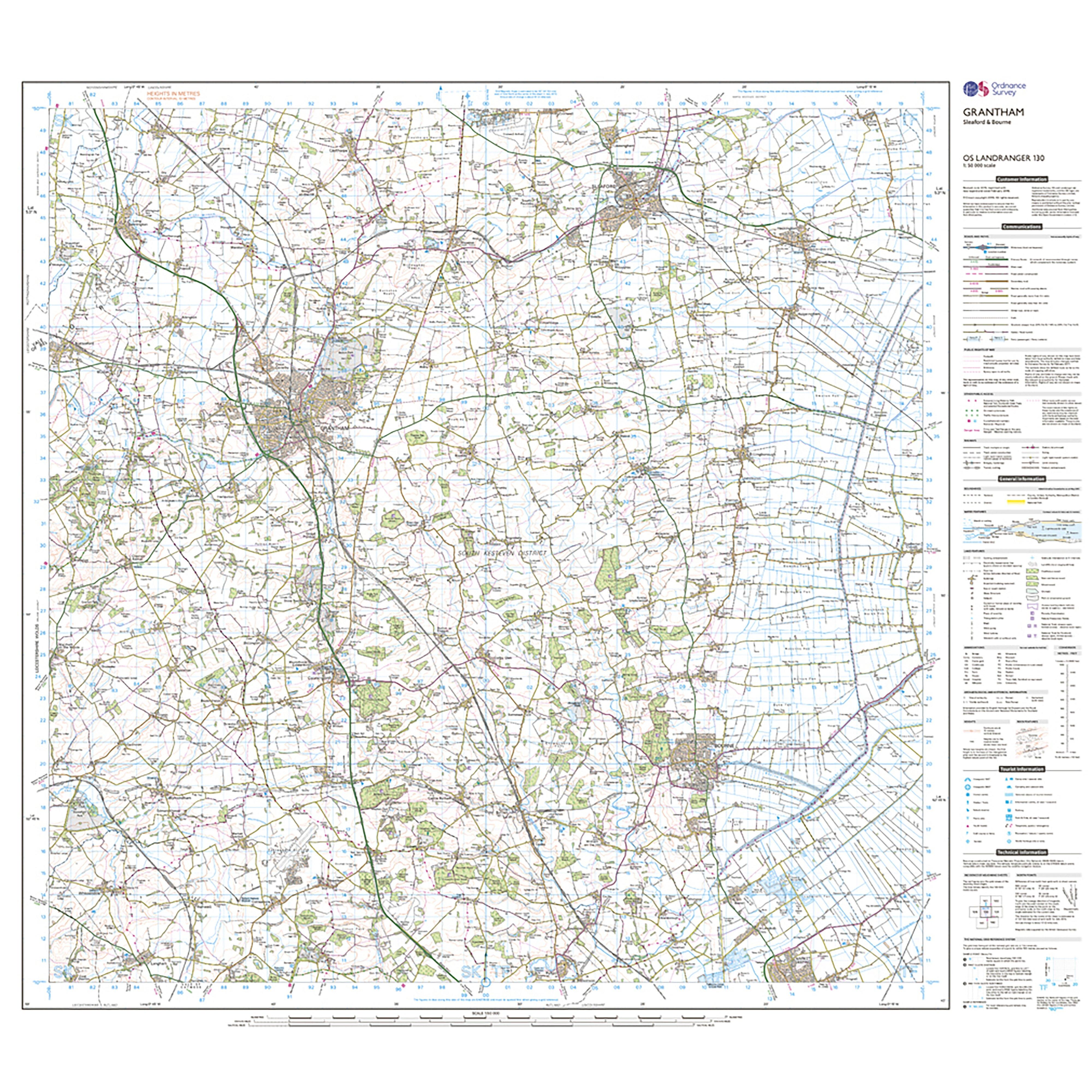 Landranger Active 130 Grantham, Sleaford & Bourne Map With Digital Version