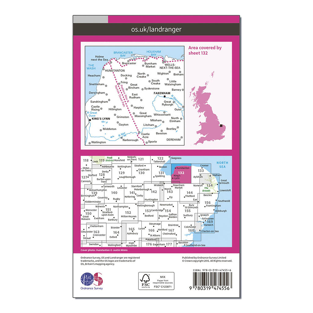 Landranger Active 132 North West Norfolk Kings Lynn  Fakenham Map With Digital Version