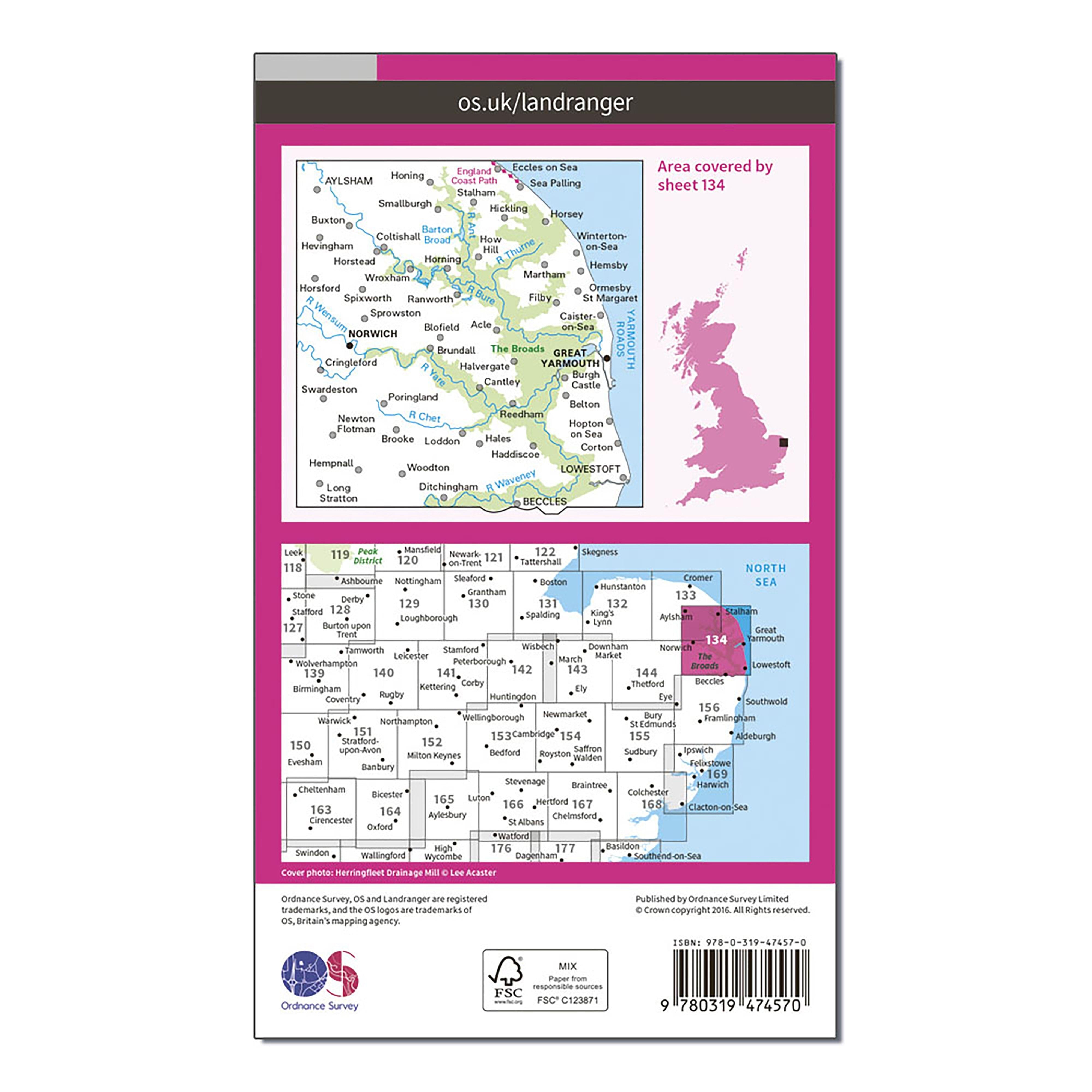 Landranger Active 134 Norwich & The Broads, Great Yarmouth Map With Digital Version