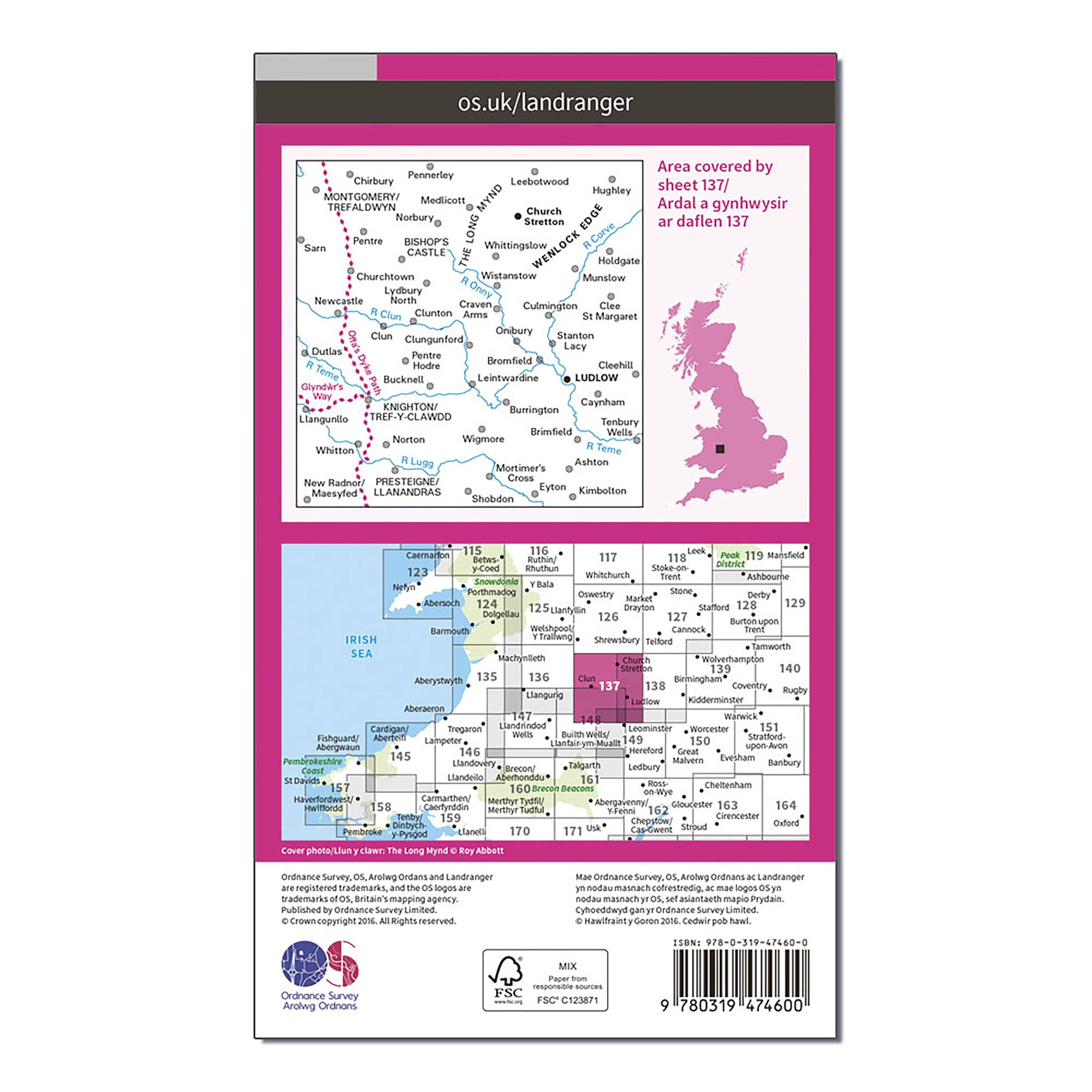 Landranger Active 137 Ludlow  Church Stretton Wenlock Edge Map With Digital Version