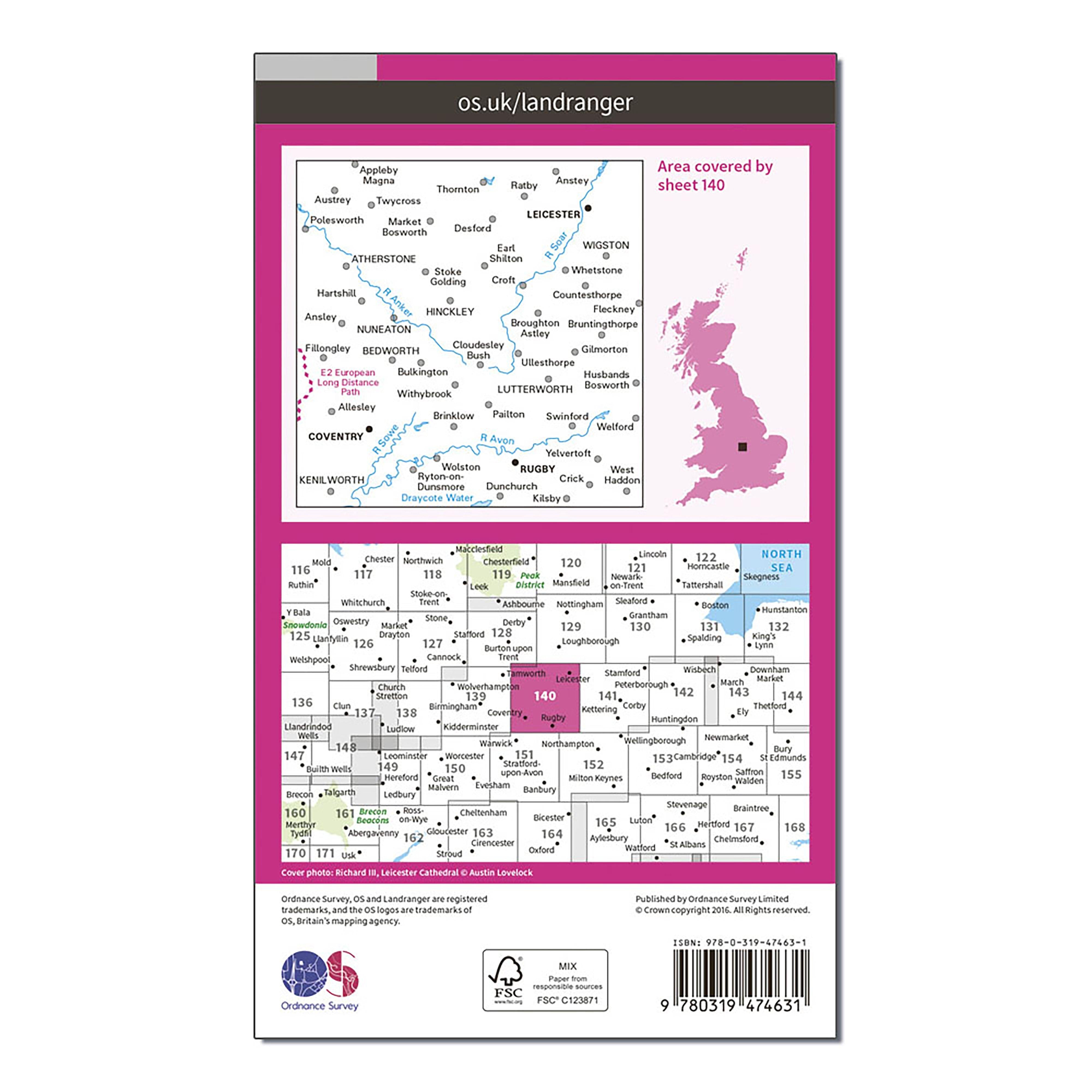 Landranger Active 140 Leicester, Coventry & Rugby Map With Digital Version