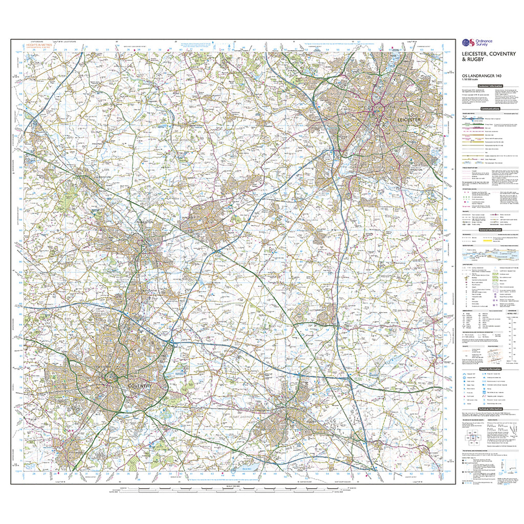 Landranger Active 140 Leicester, Coventry & Rugby Map With Digital Version
