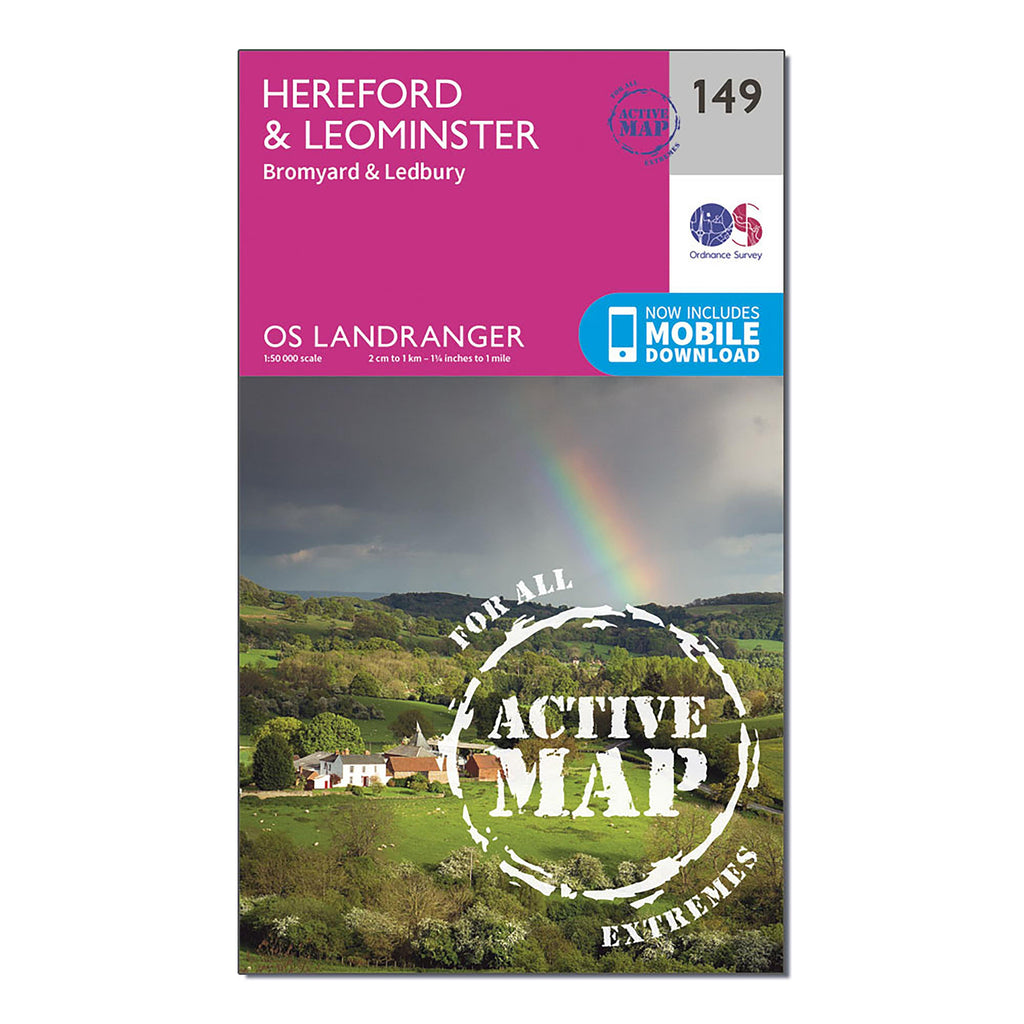 Landranger Active 149 Hereford  Leominster Bromyard  Ledbury Map With Digital Version