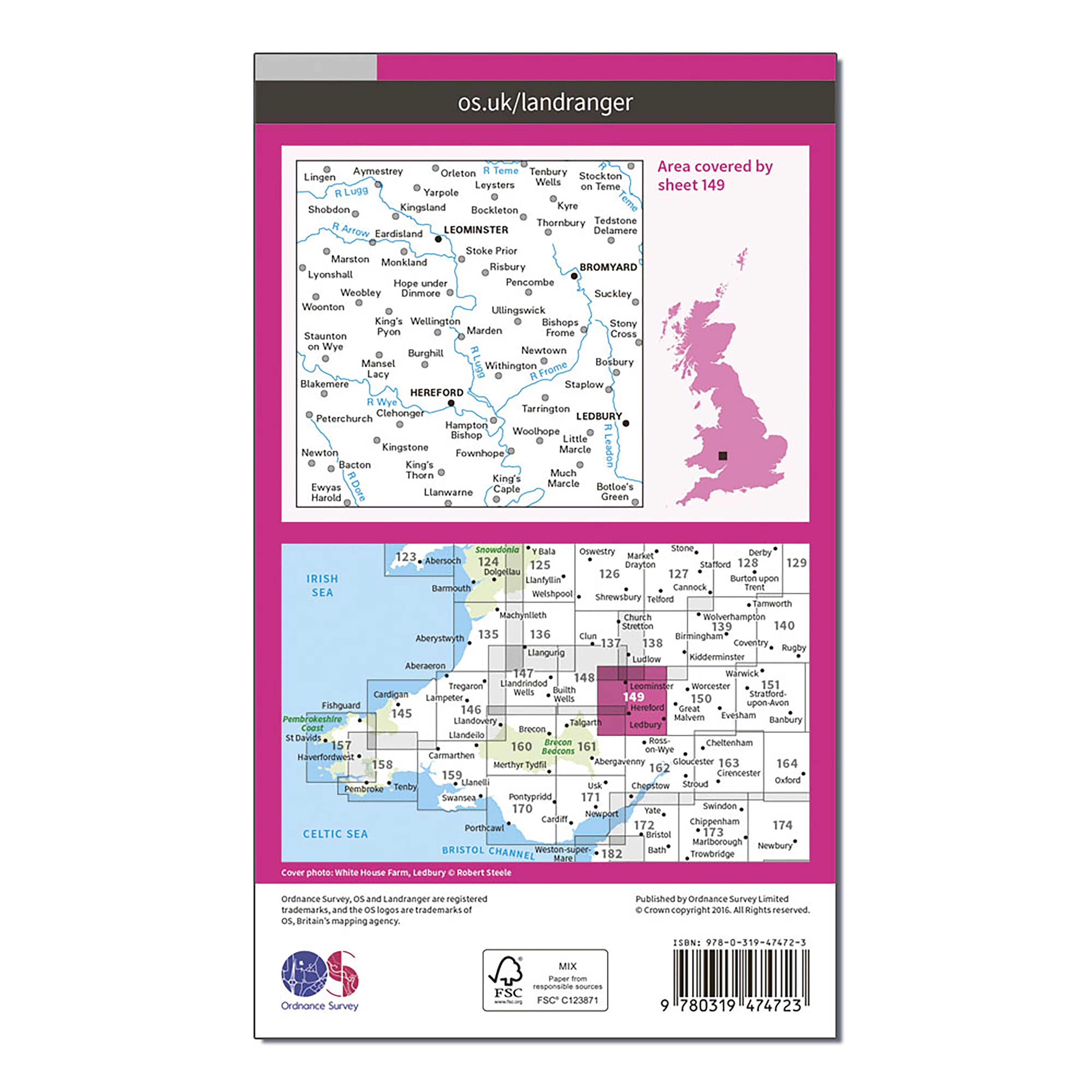Landranger Active 149 Hereford  Leominster Bromyard  Ledbury Map With Digital Version