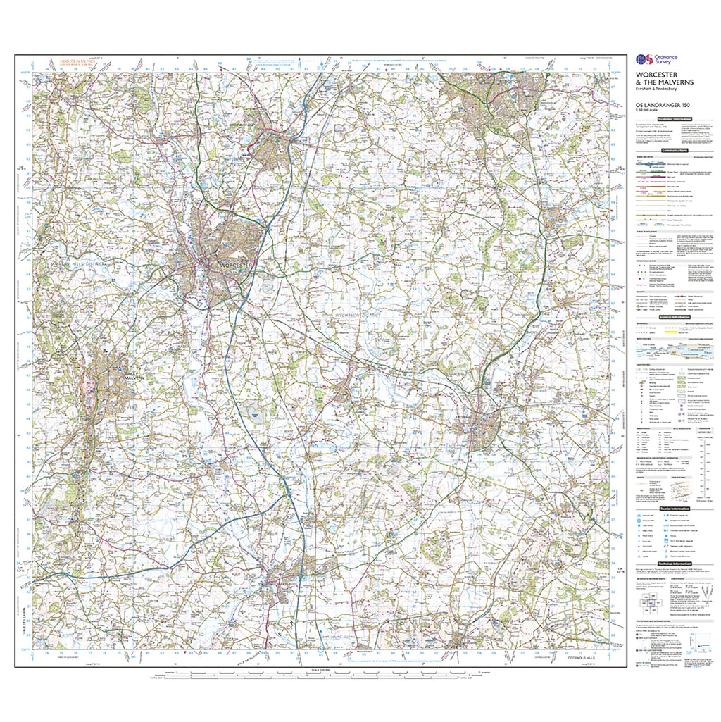 Landranger Active 150 Worcester & The Malverns, Evesham & Tewkesbury Map With Digital Version