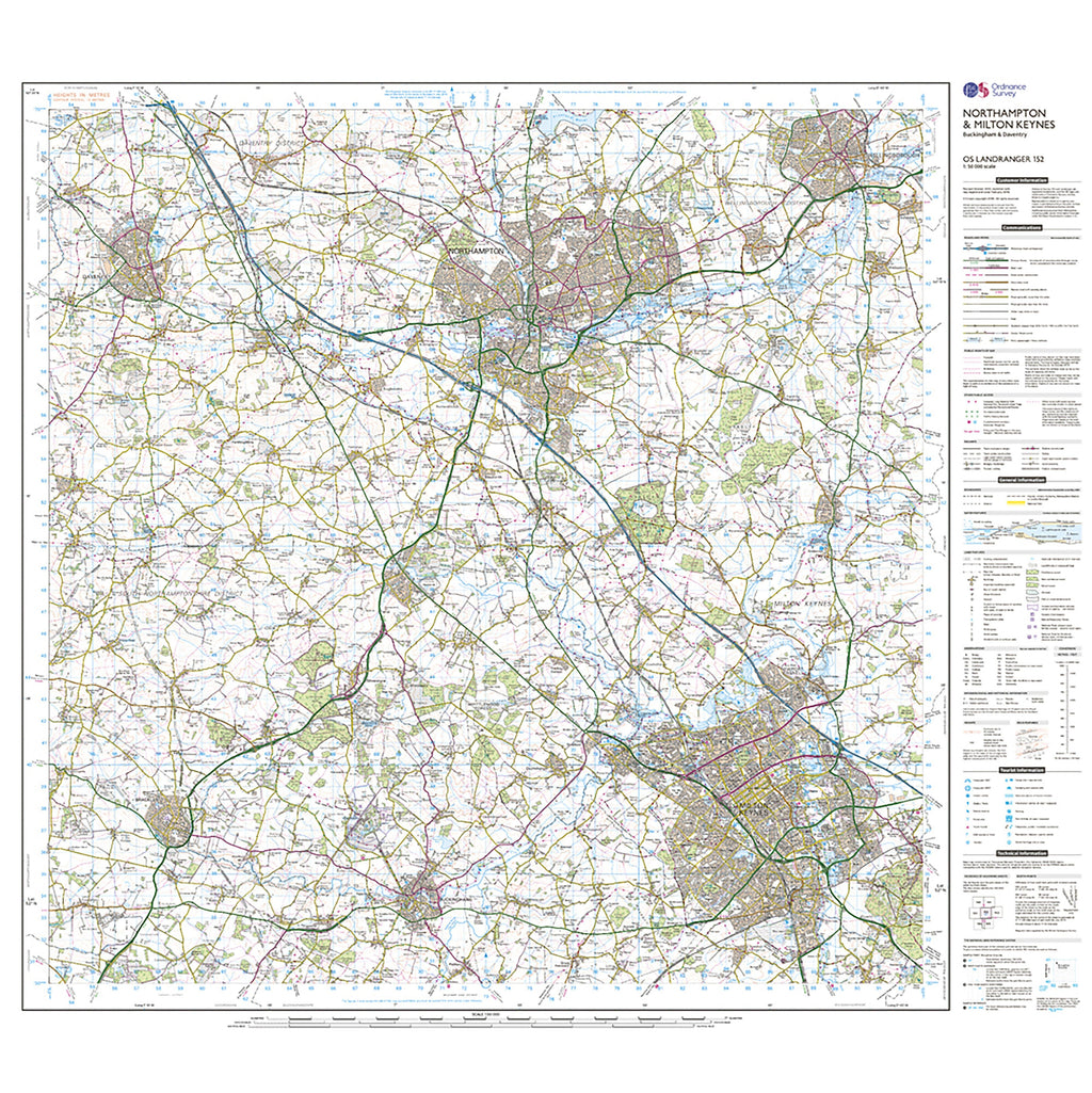 Landranger Active 152 Northampton, Milton Keynes, Buckingham & Daventry Map With Digital Version