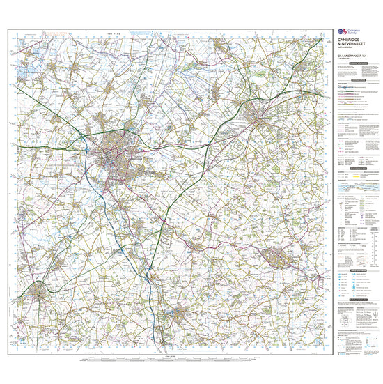 Landranger Active 154 Cambridge Newmarket  Saffron Walden Map With Digital Version