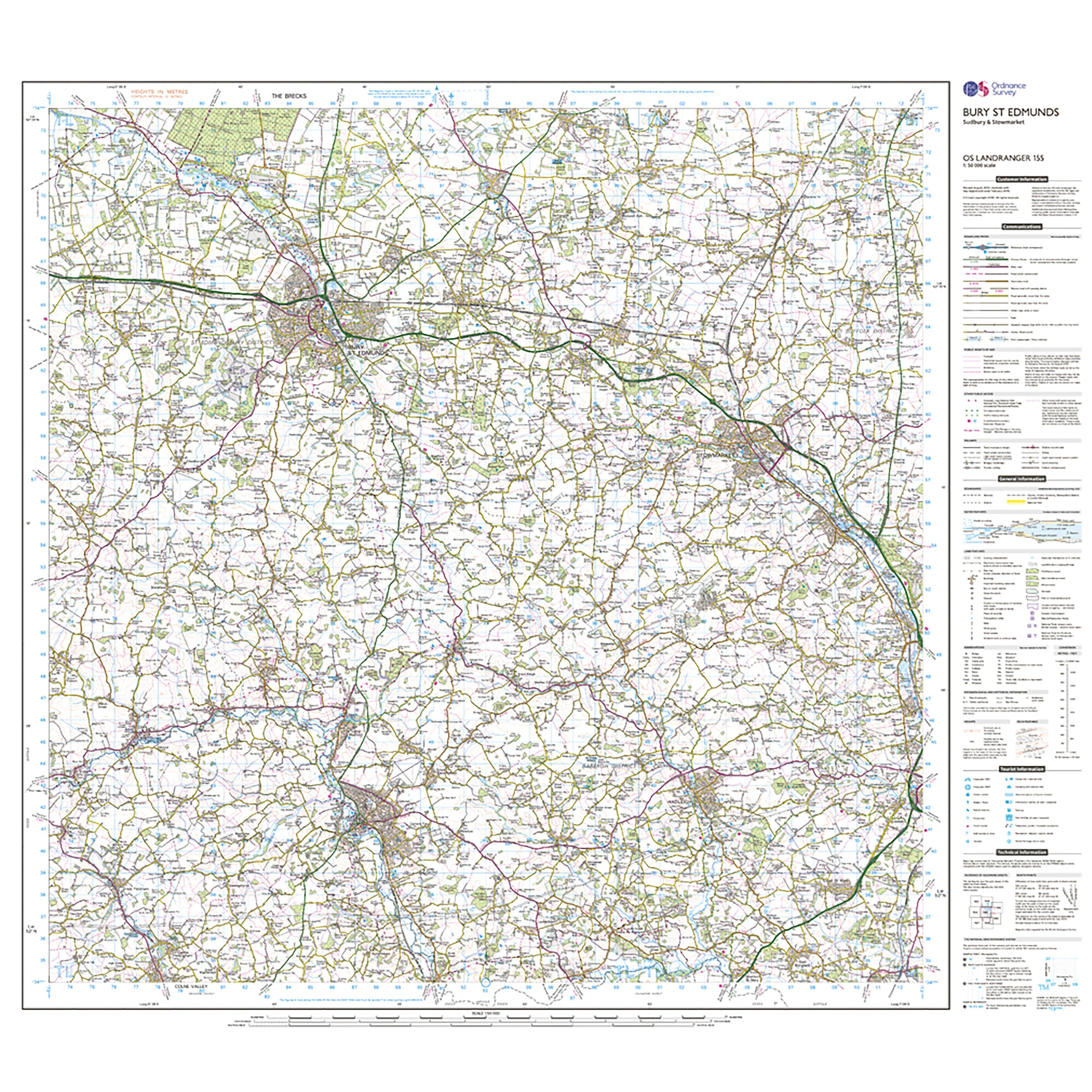 Landranger Active 155 Bury St Edmunds, Sudbury & Stowmarket Map With Digital Version