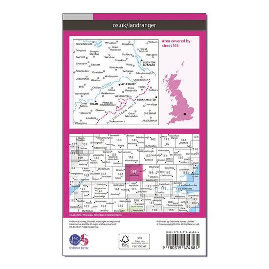 Landranger Active 165 Aylesbury, Leighton Buzzard, Thame & Berkhamstead Map With Digital Version