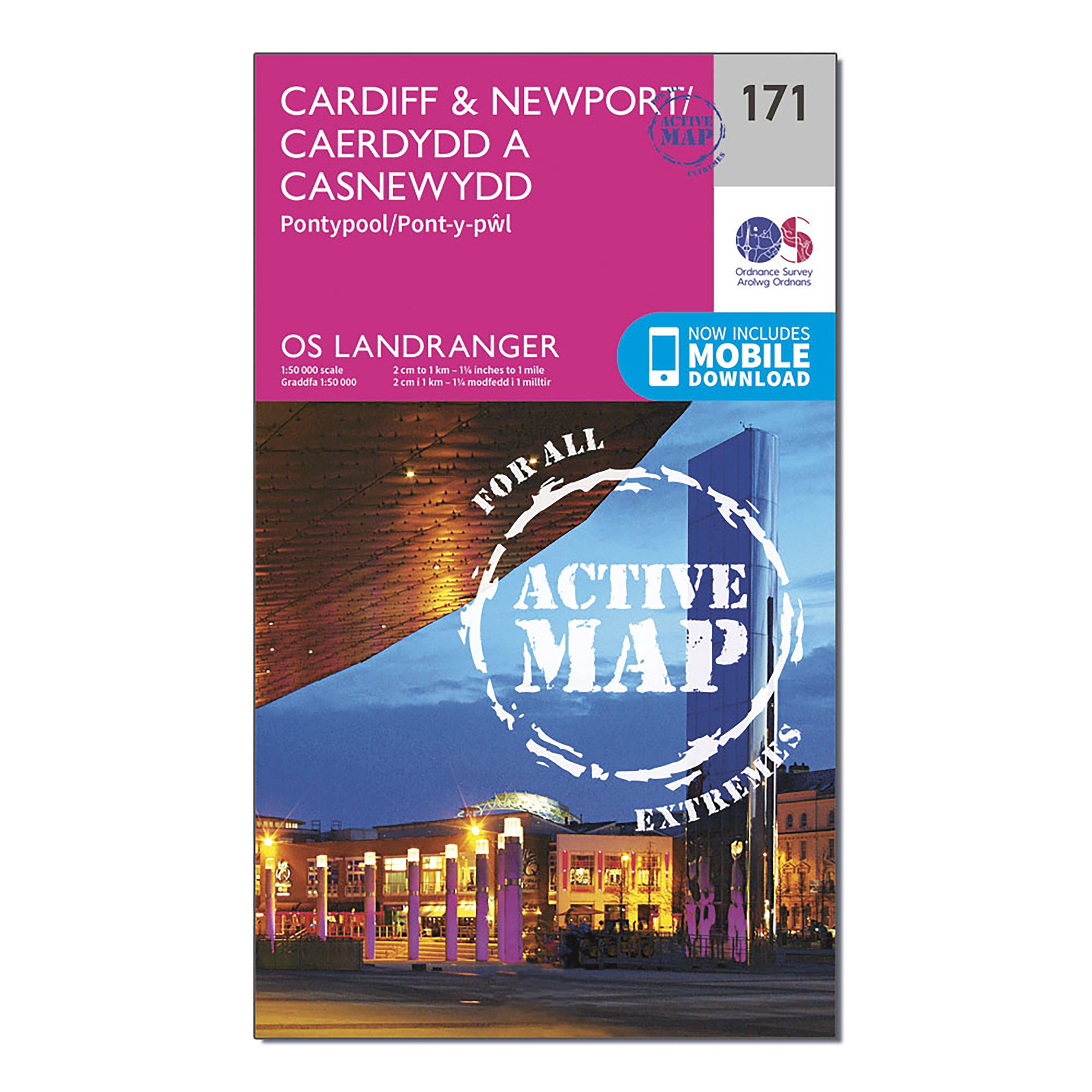 Landranger Active 171 Cardiff  Newport Pontypool Map With Digital Version