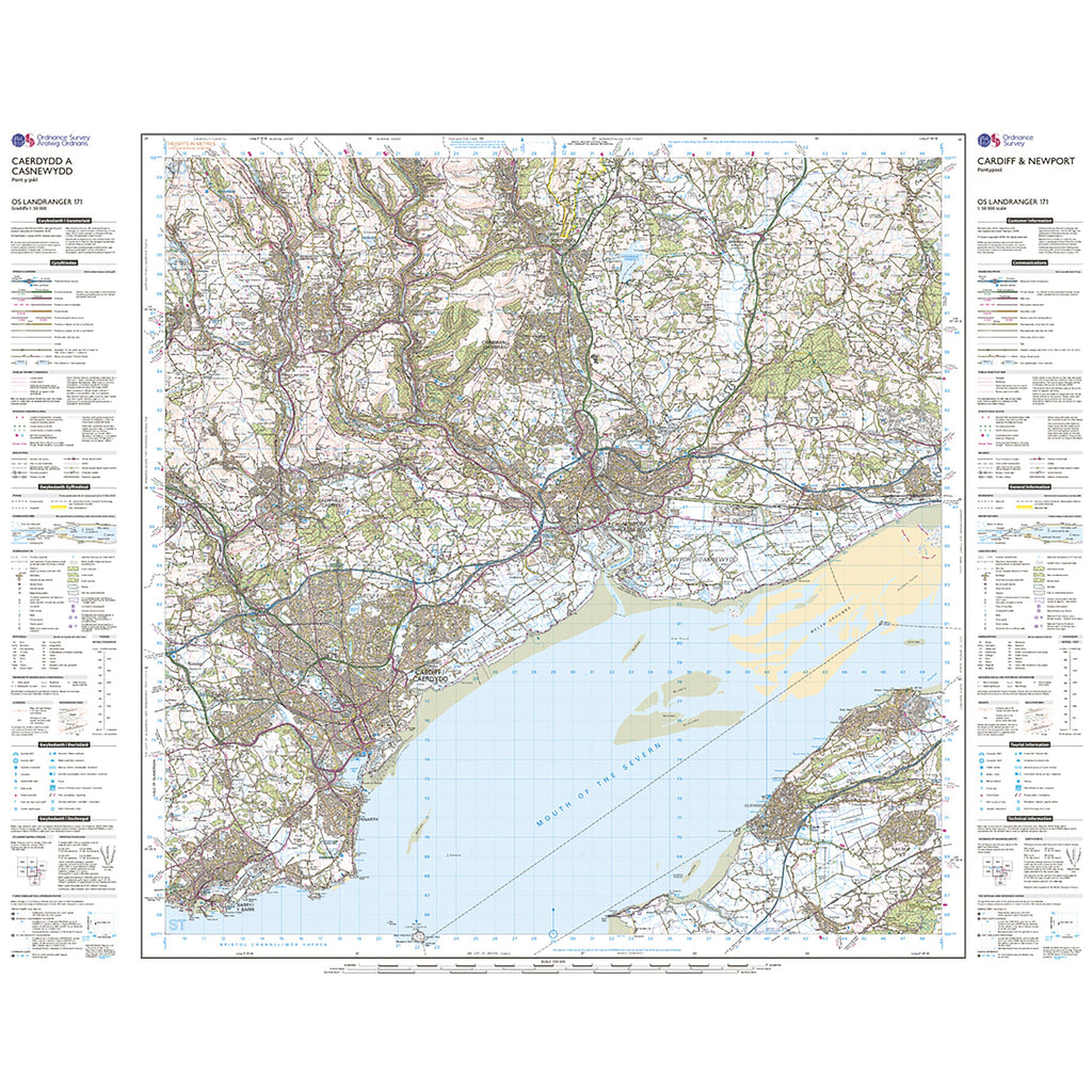 Landranger Active 171 Cardiff  Newport Pontypool Map With Digital Version