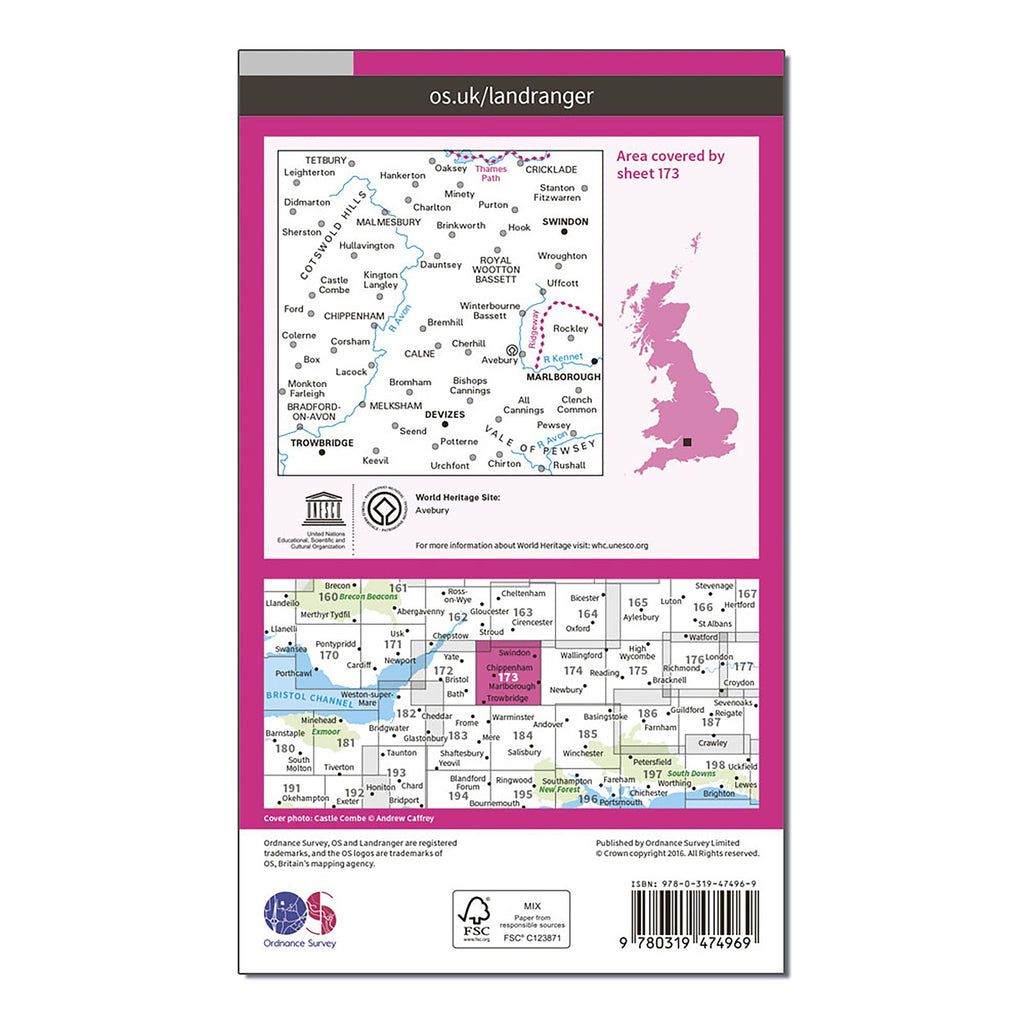 Landranger Active 173 Swindon Devizes Marlborough  Trowbridge Map With Digital Version