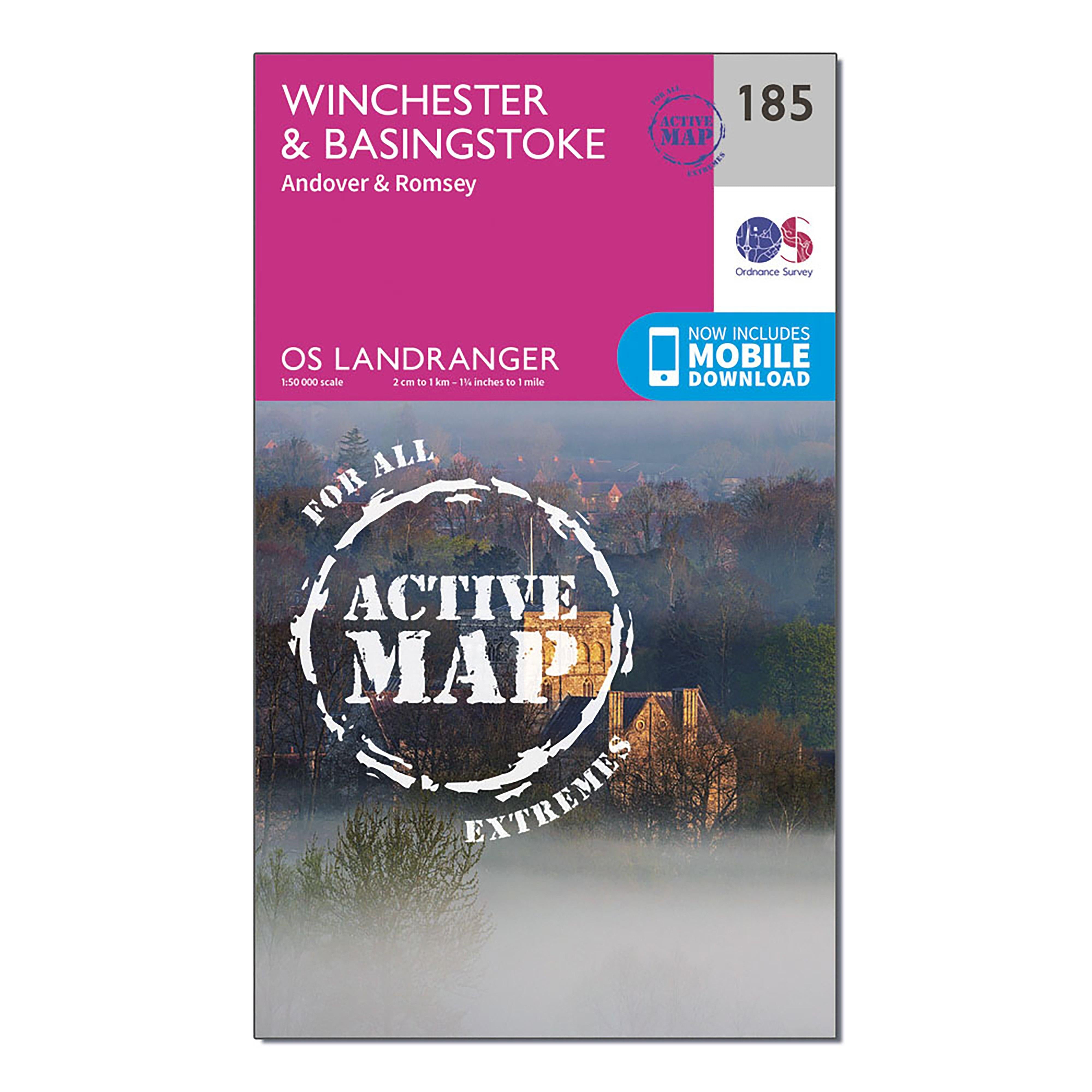 Landranger Active 185 Winchester & Basingstoke, Andover & Romsey Map With Digital Version