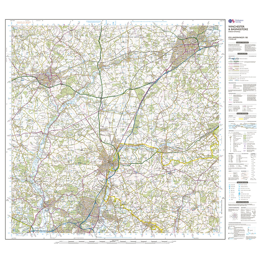 Landranger Active 185 Winchester & Basingstoke, Andover & Romsey Map With Digital Version