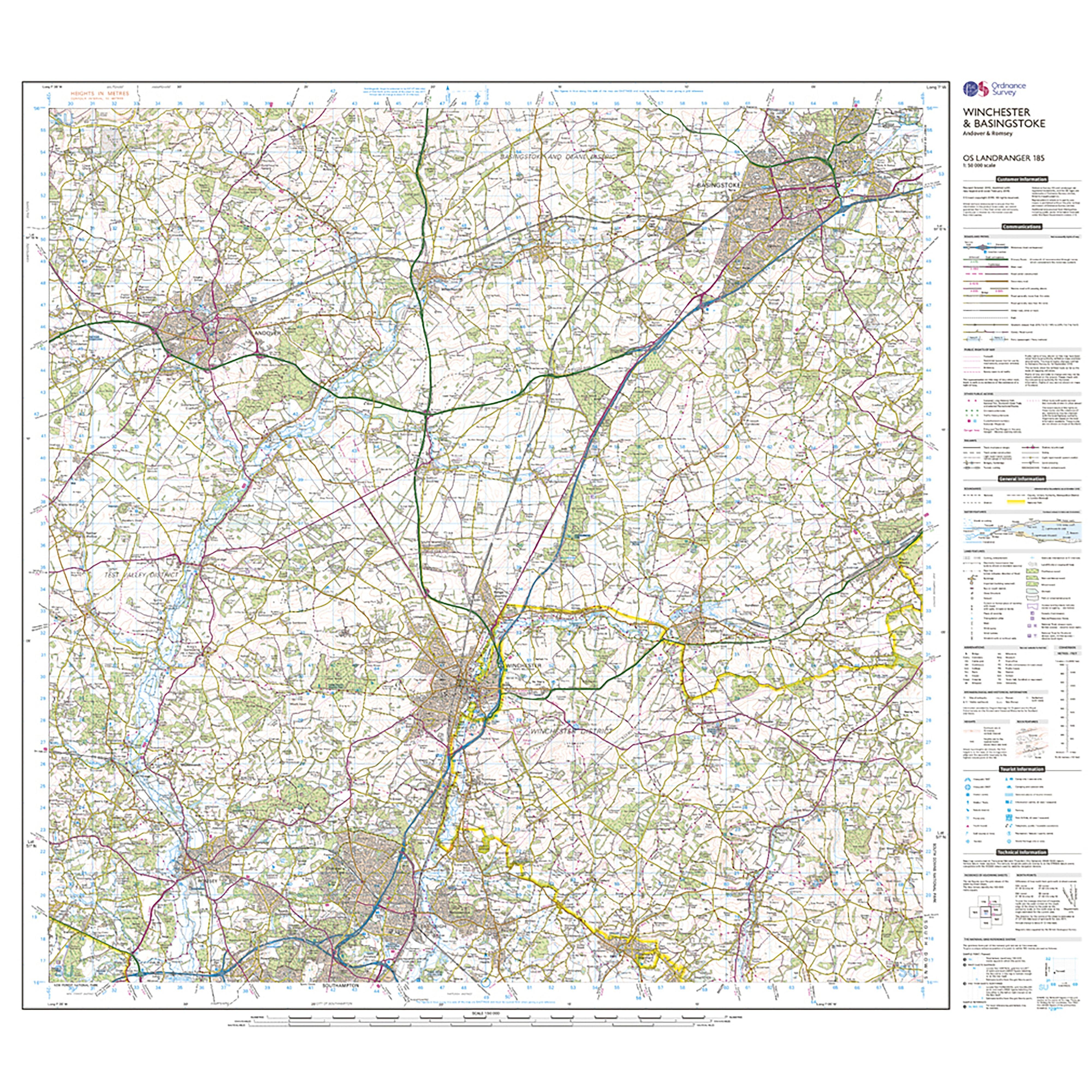 Landranger Active 185 Winchester & Basingstoke, Andover & Romsey Map With Digital Version