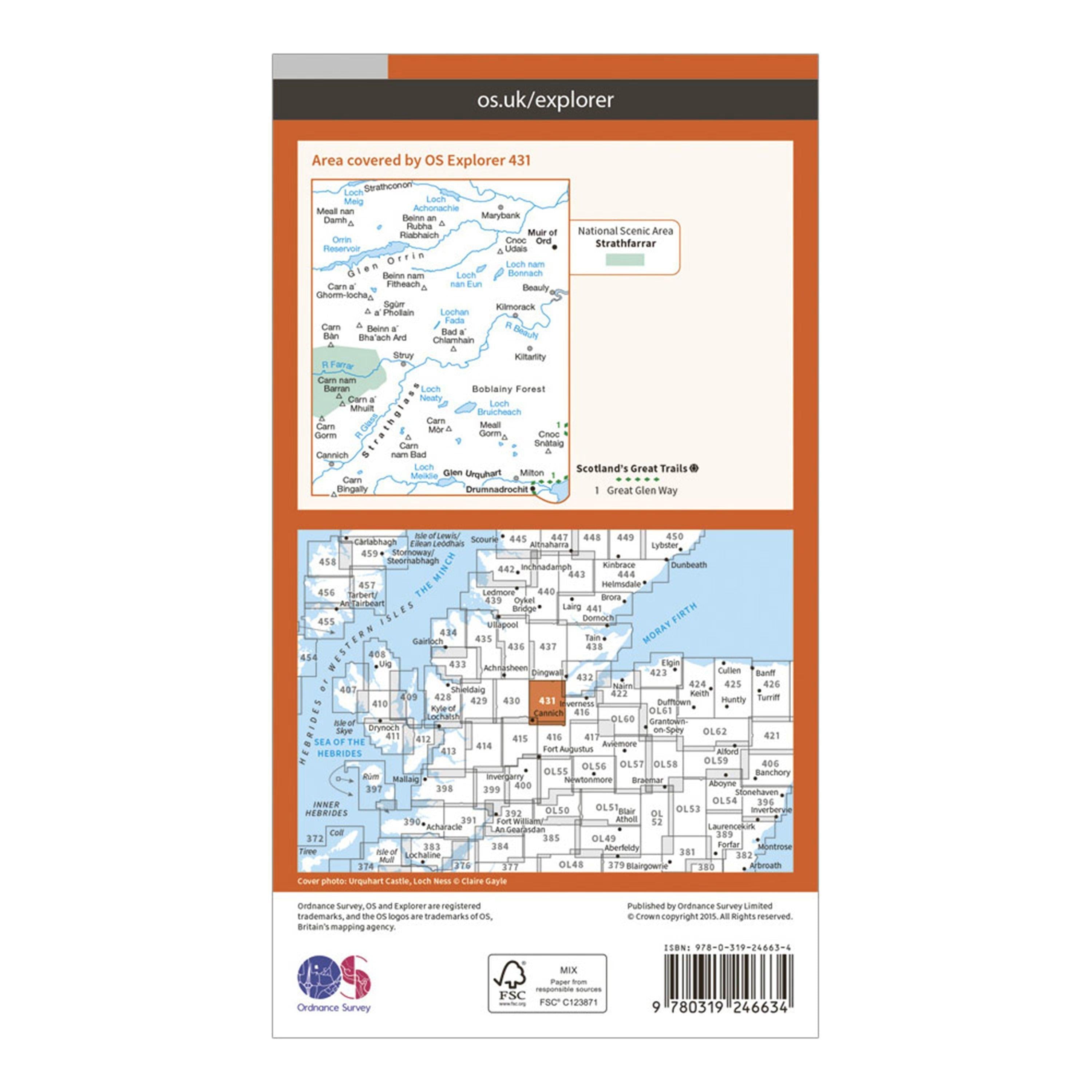 Explorer 431 Glen Urquhart & Strathglass Map With Digital Version