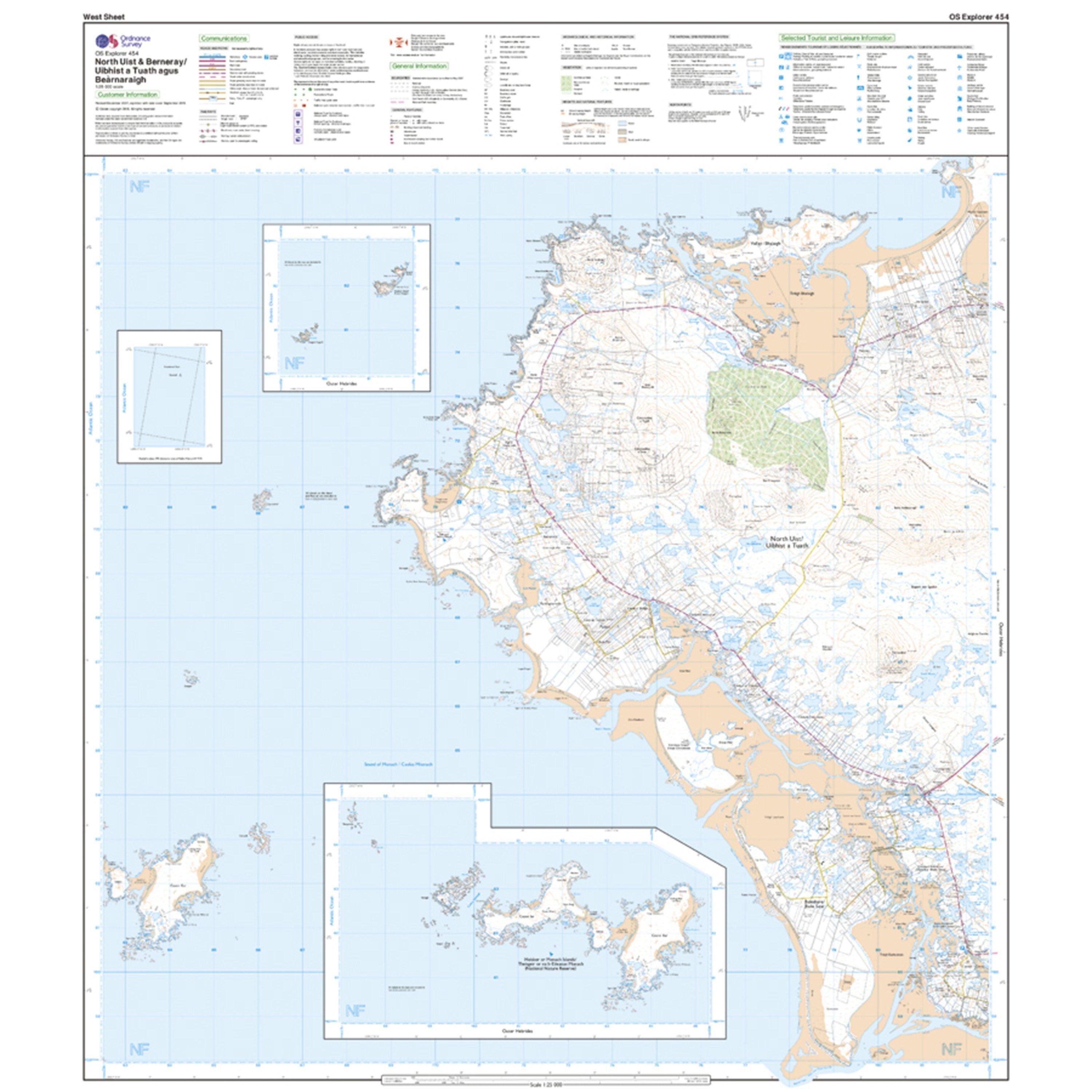 Explorer 454 North Uist & Berneray Map With Digital Version