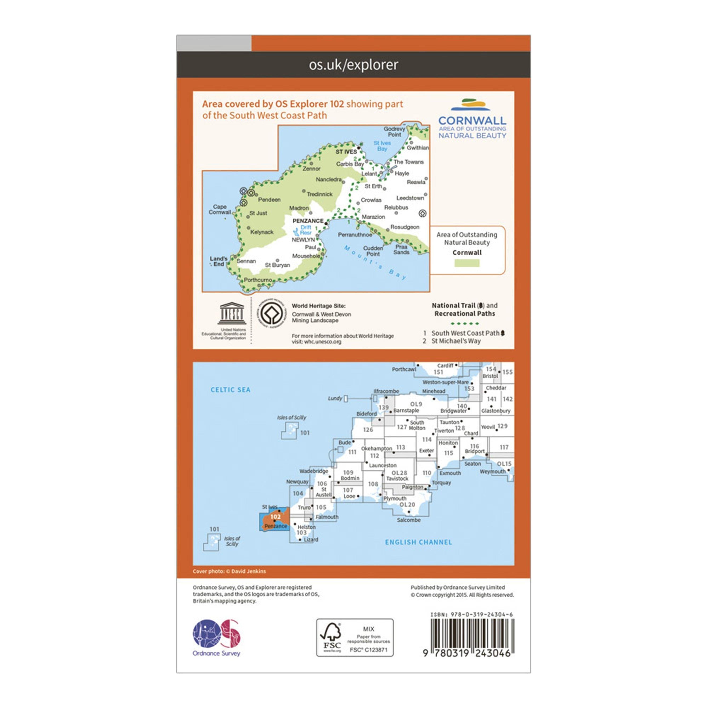 Explorer 102 Land's End Map With Digital Version
