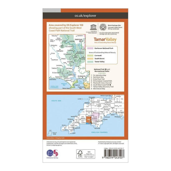 Explorer 108 Lower Tamar Valley  Plymouth Map With Digital Version
