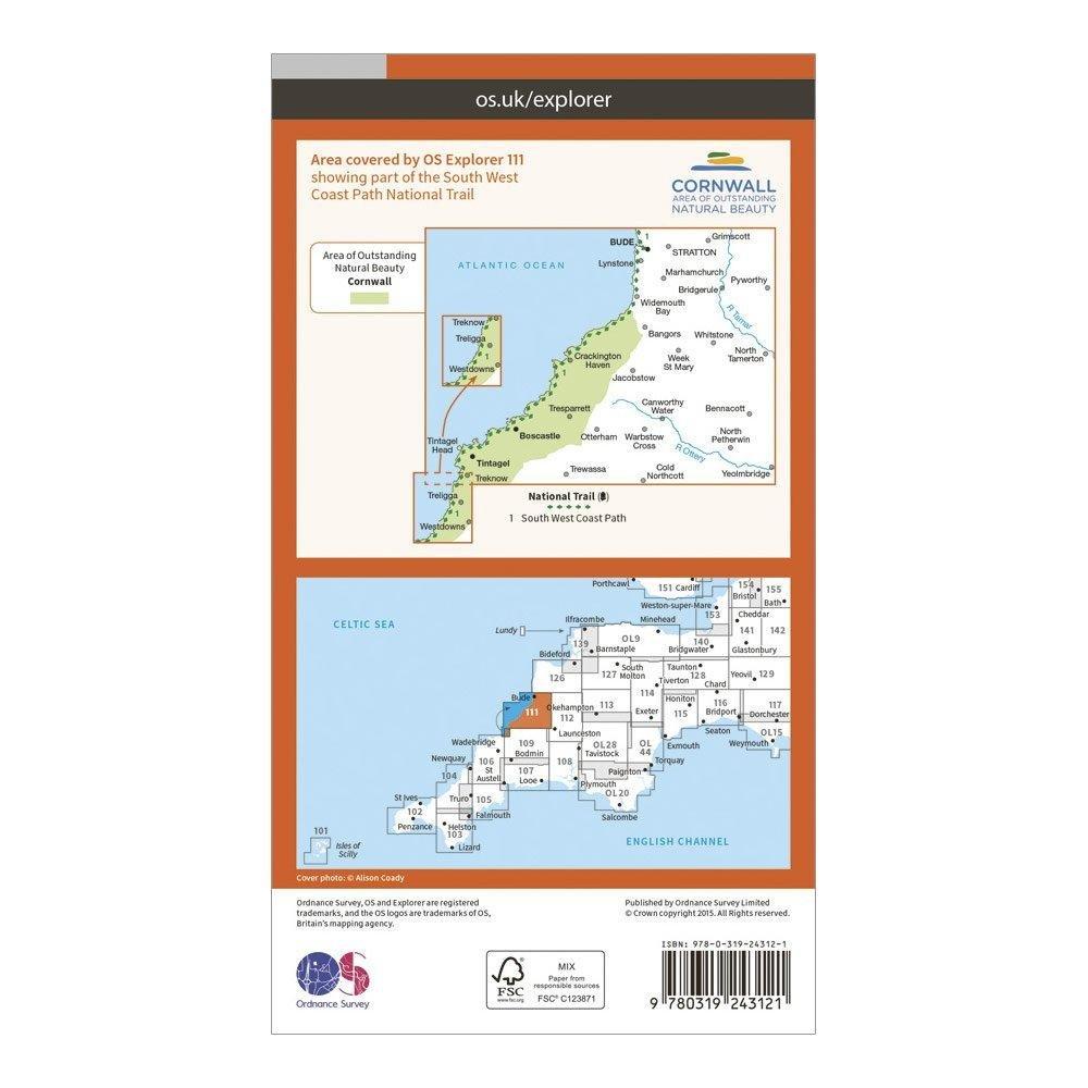 Explorer 111 Bude Boscastle  Tintagel Map With Digital Version