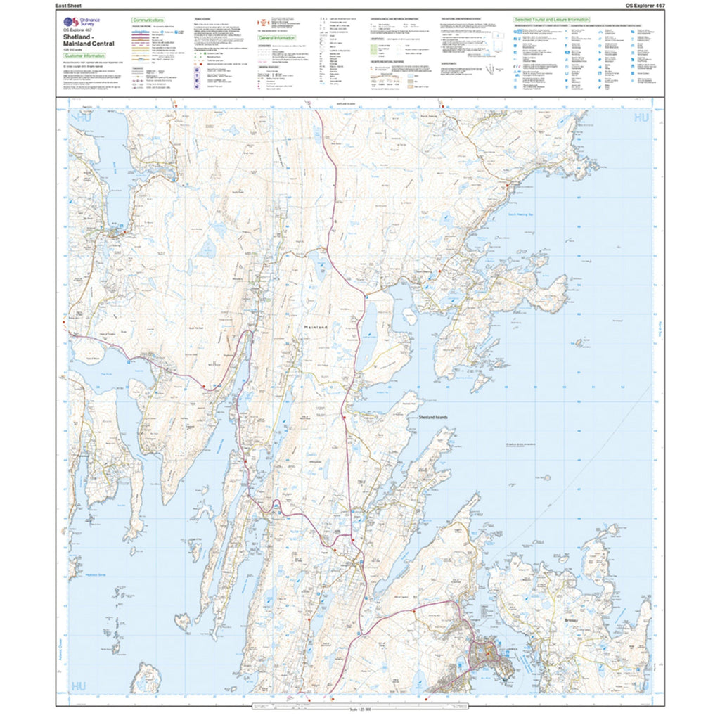 OS EXP 467 Shetland Mainland Central With Digital Version