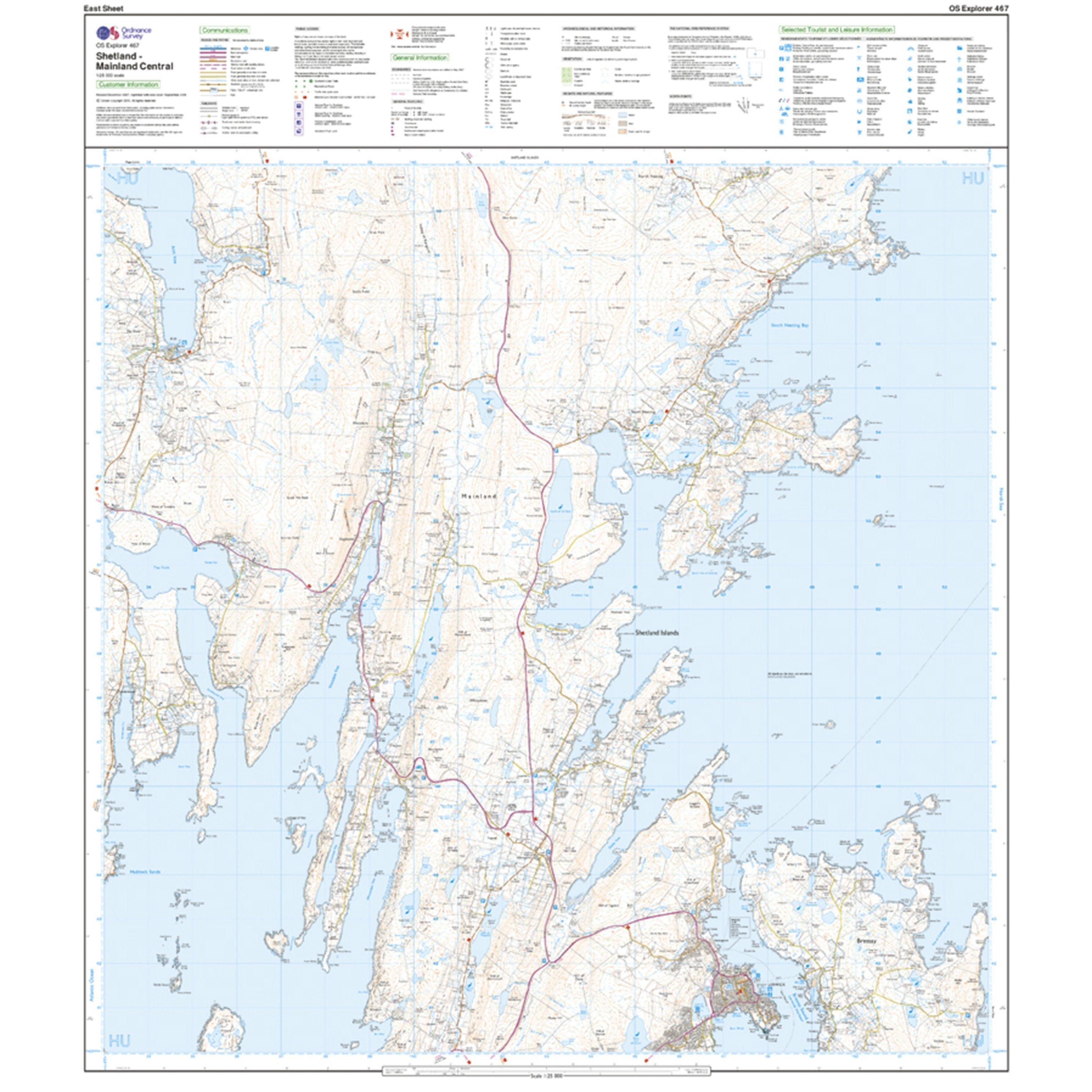 OS EXP 467 Shetland Mainland Central With Digital Version