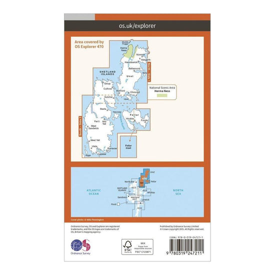 Explorer 470 Shetland – Unst, Yell & Fetlar Map With Digital Version