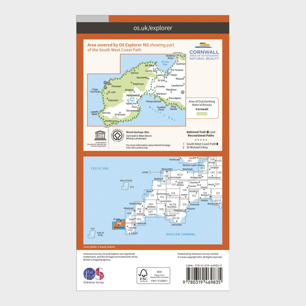 Explorer Active 102 Land's End Map With Digital Version