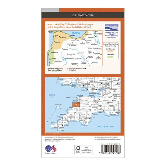 Explorer 126 Clovelly & Hartland Map With Digital Version