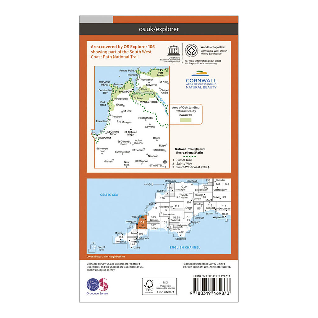 Explorer Active 106 Newquay & Padstow Map With Digital Version