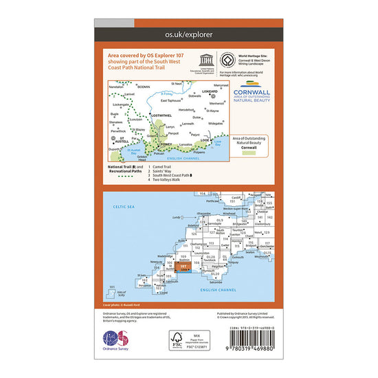 Explorer Active 107 St Austell & Liskeard Map With Digital Version