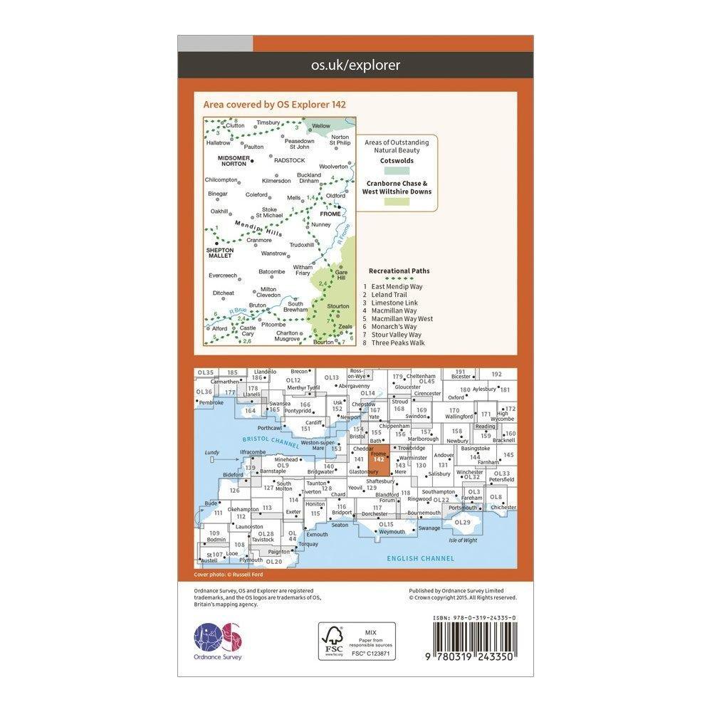 Explorer 142 Shepton Mallet & Mendip Hills East Map With Digital Version