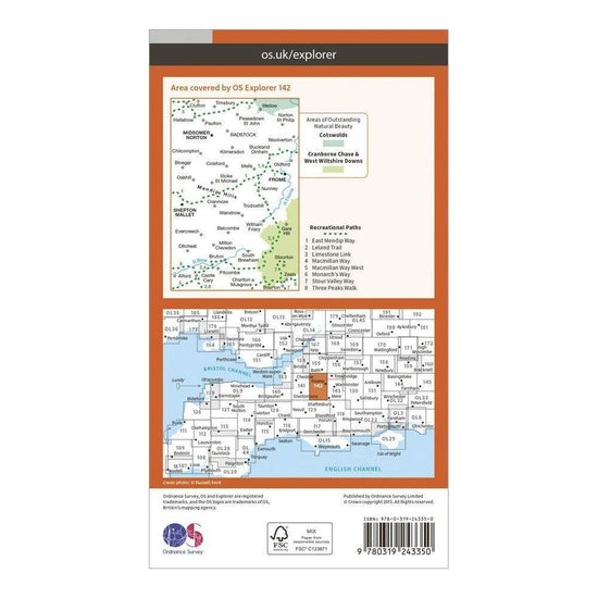 Explorer 142 Shepton Mallet & Mendip Hills East Map With Digital Version