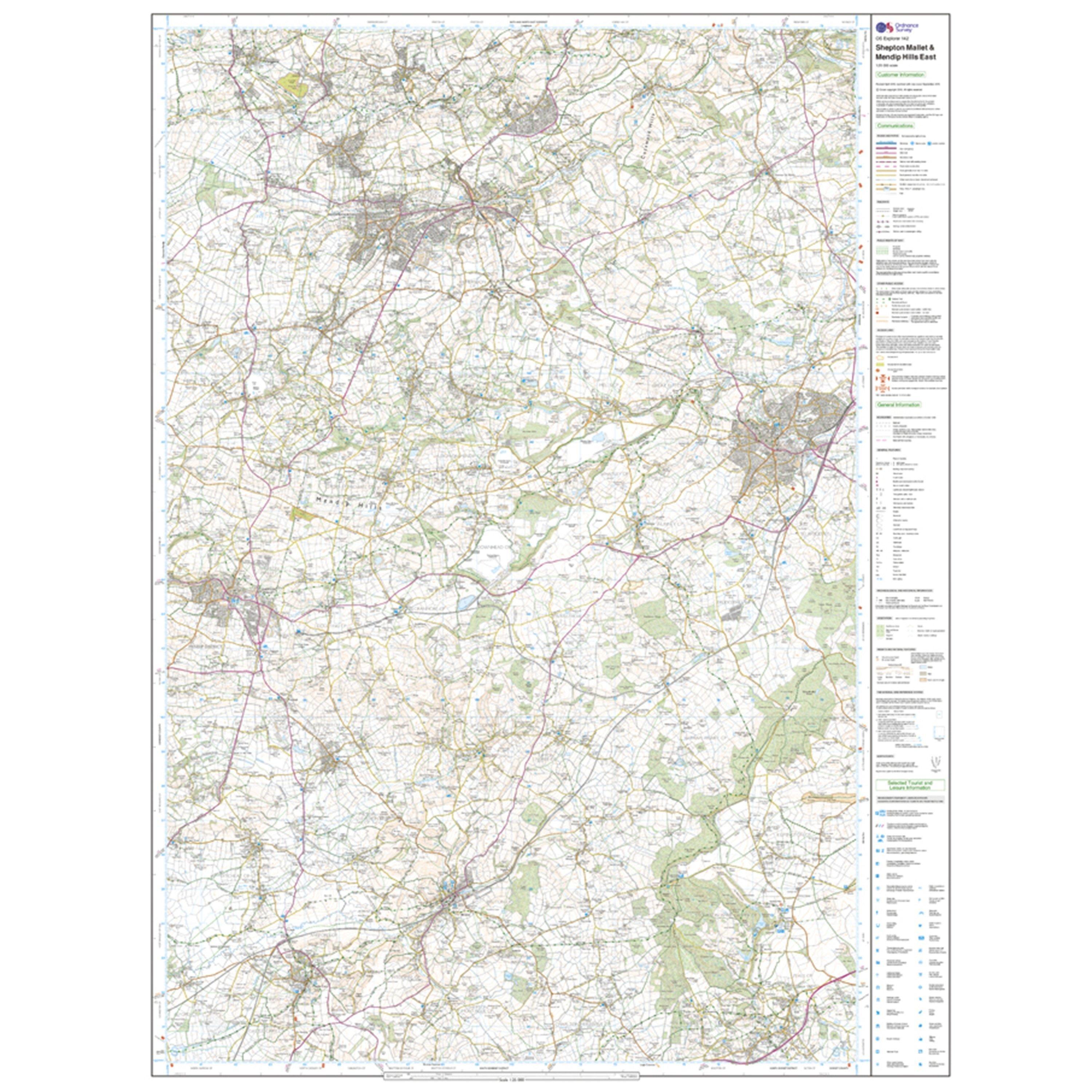 Explorer 142 Shepton Mallet & Mendip Hills East Map With Digital Version