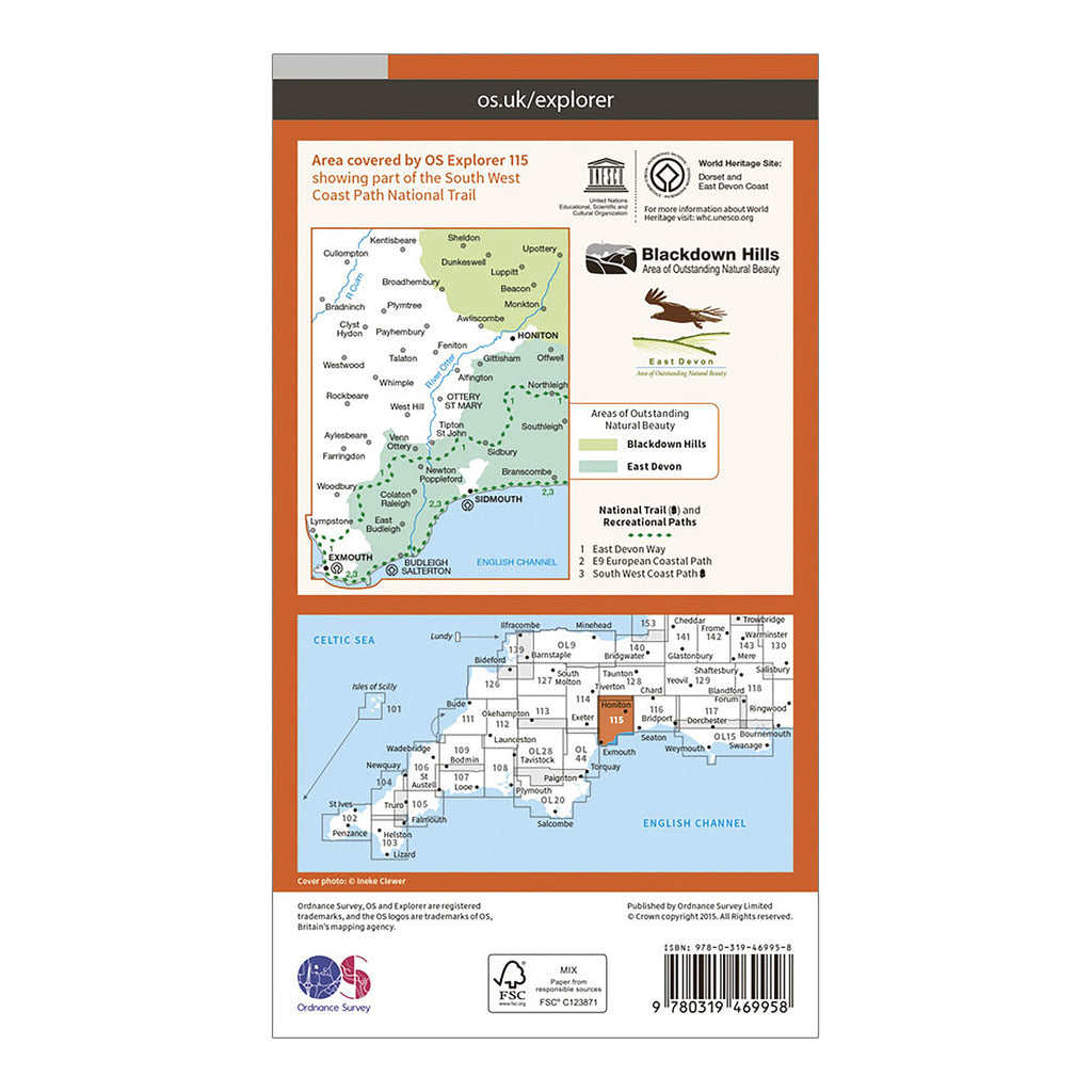 Explorer Active 115 Exmouth & Sidmouth Map With Digital Version