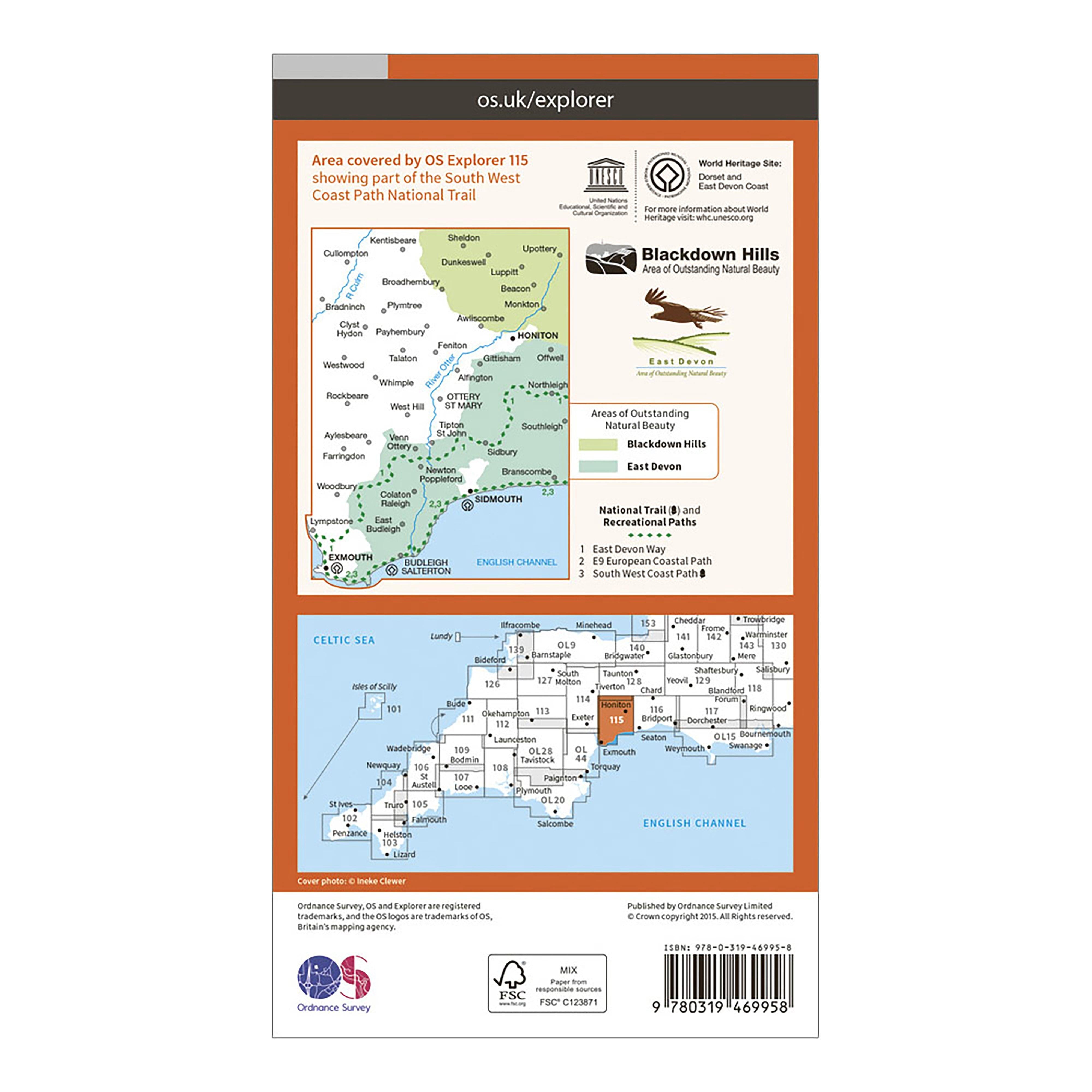 Explorer Active 115 Exmouth & Sidmouth Map With Digital Version